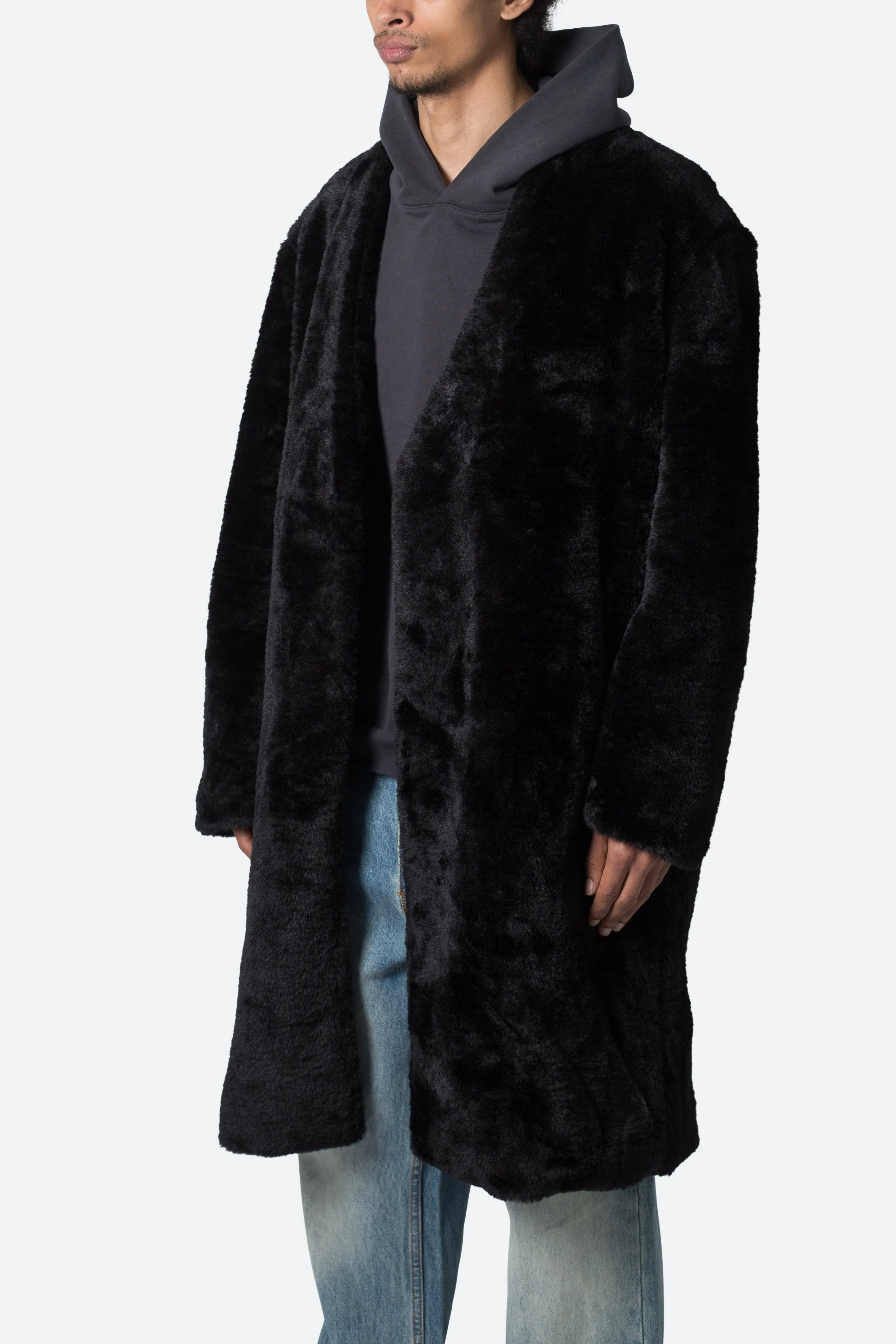 Faux Fur Coat - Black