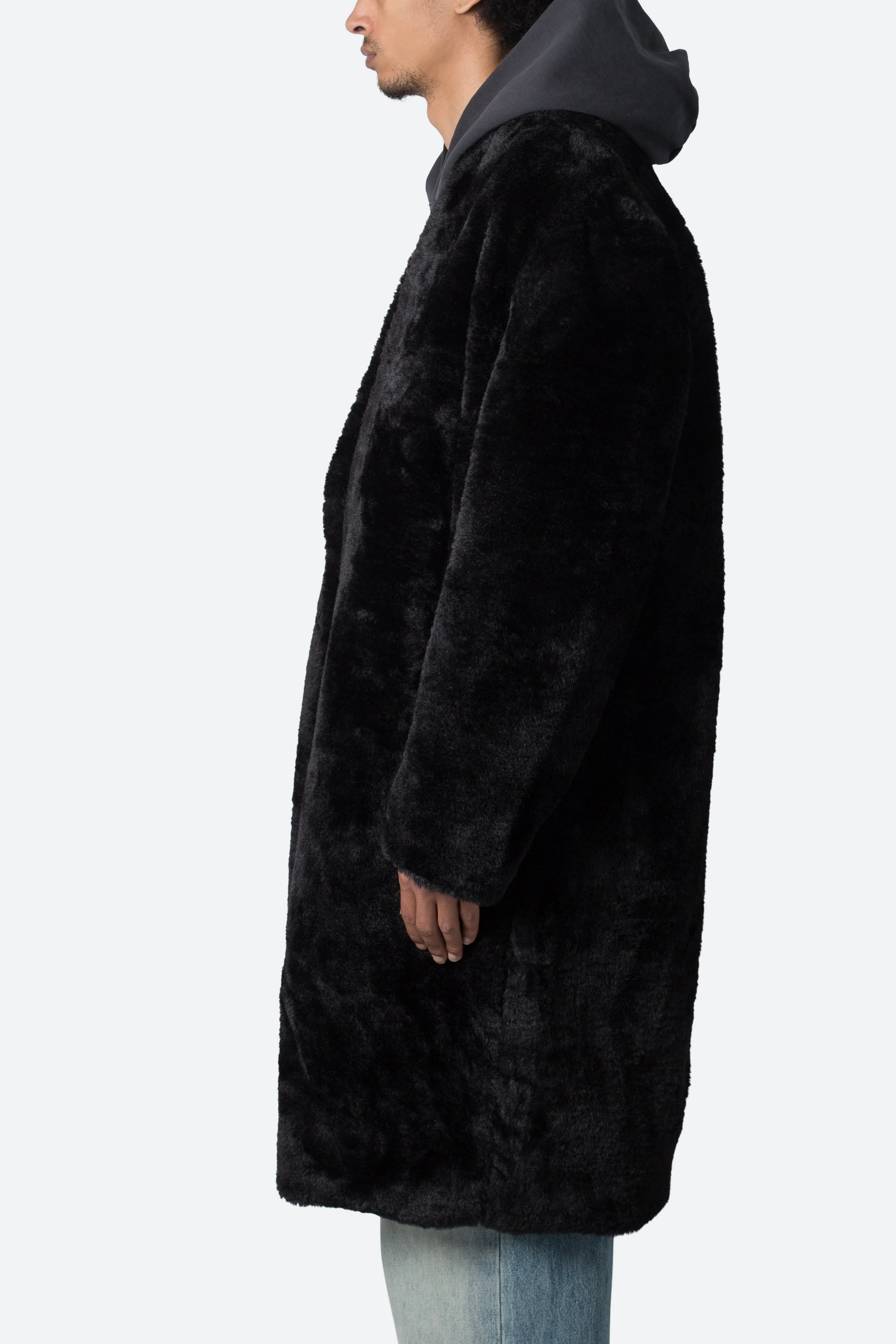 Faux Fur Coat - Black