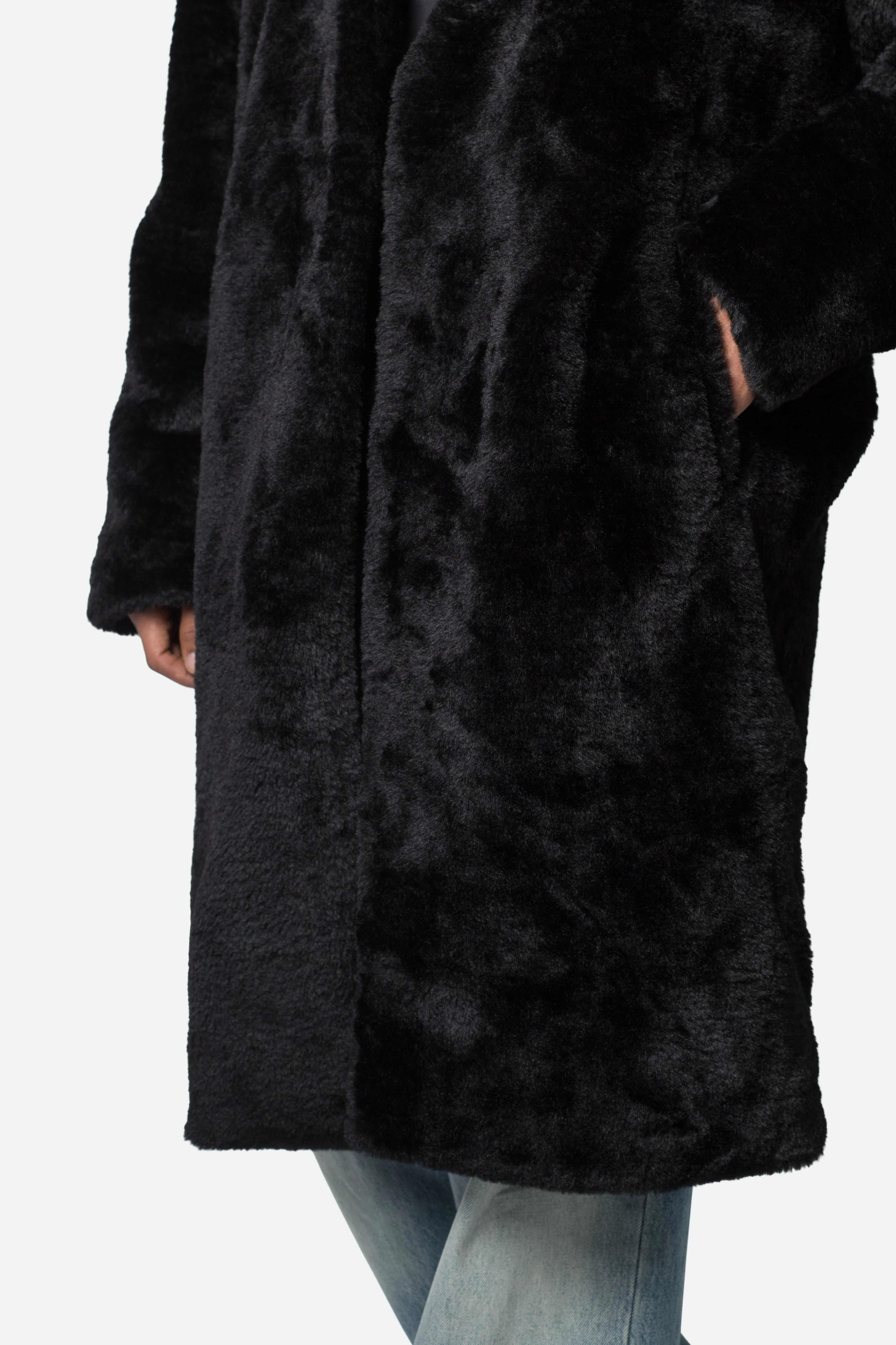 Faux Fur Coat - Black