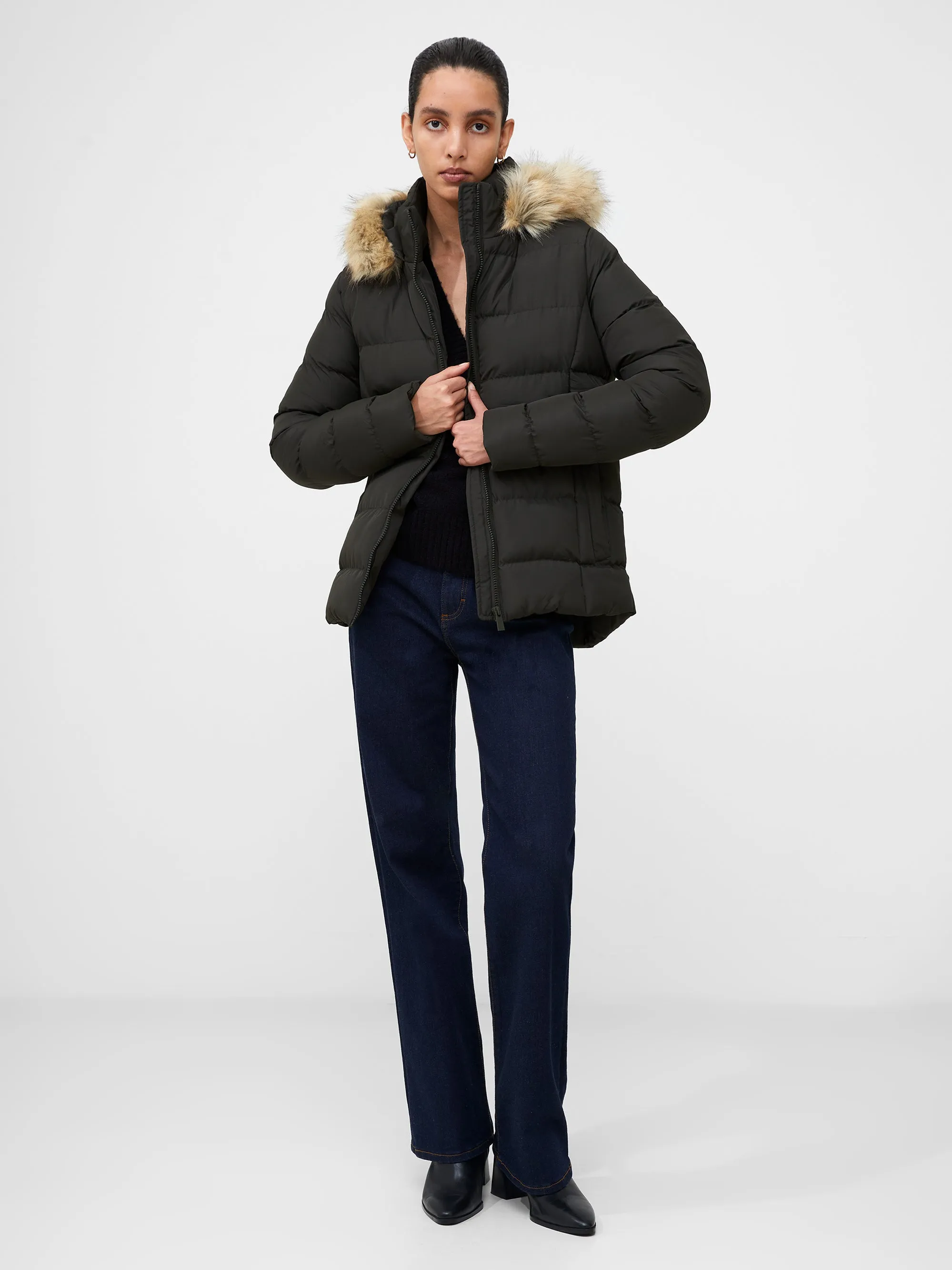 Faux Fur Hooded Puffer Coat