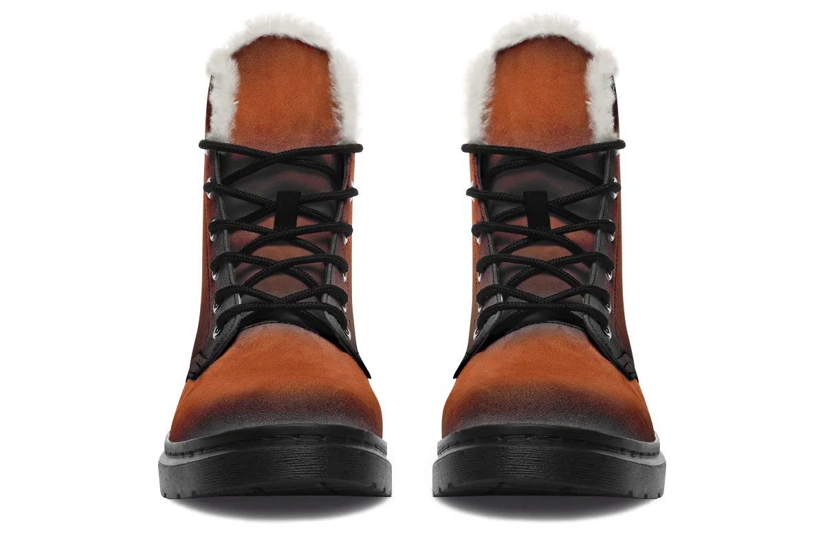 Fire-Forged Winter Boots - Warm Micro-Suede Doc-Style Boots Lined with Vegan Wool