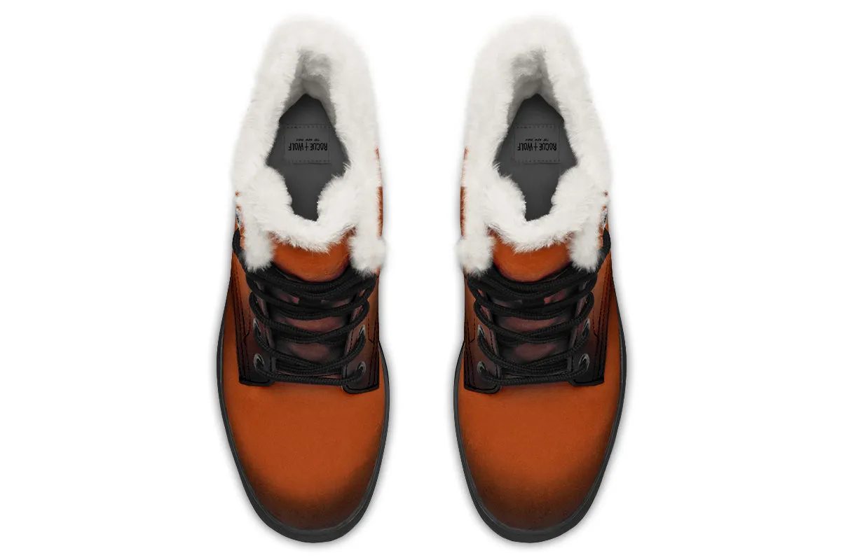 Fire-Forged Winter Boots - Warm Micro-Suede Doc-Style Boots Lined with Vegan Wool