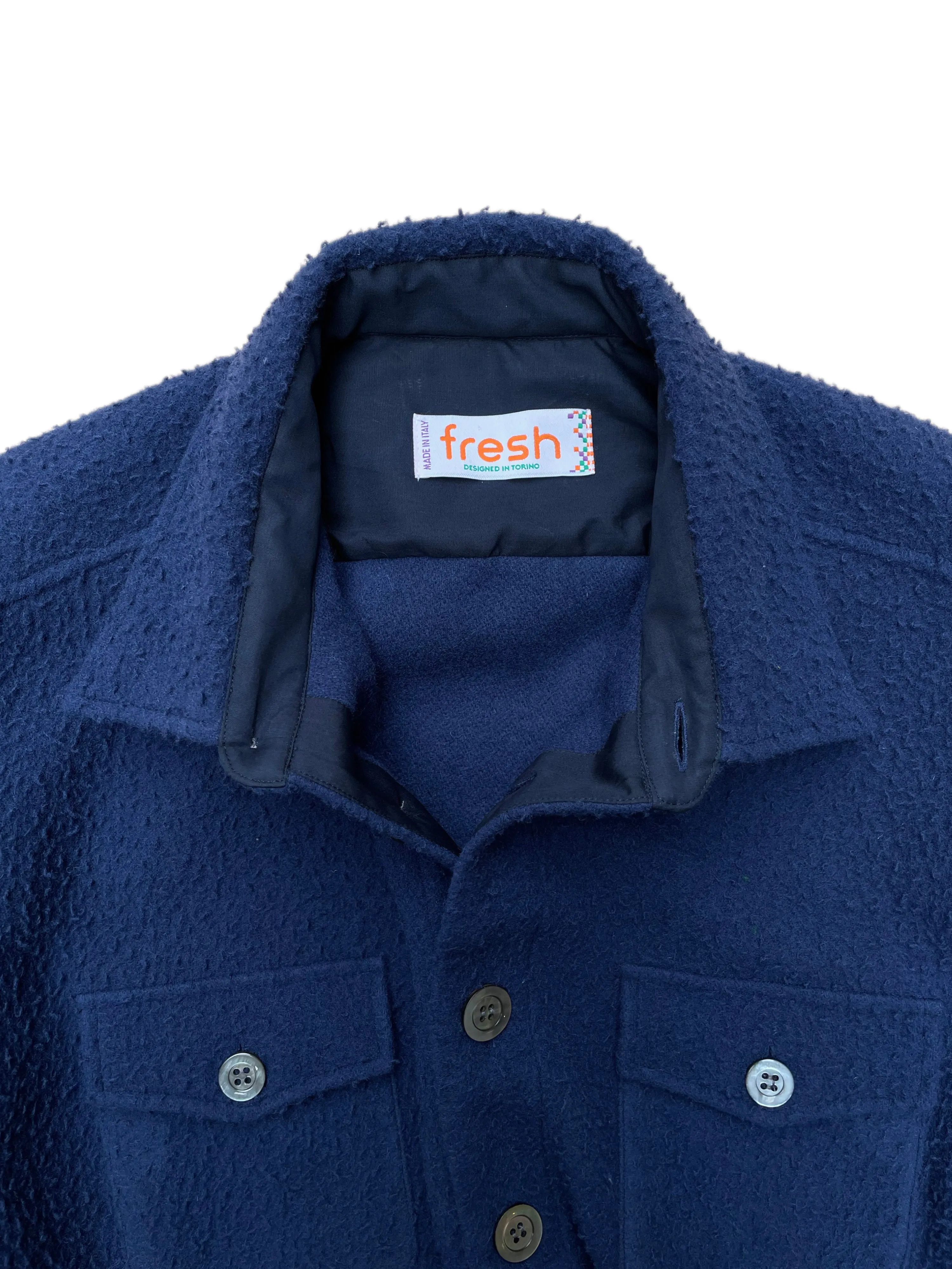 FRESH Casentino Wool Overshirt Navy