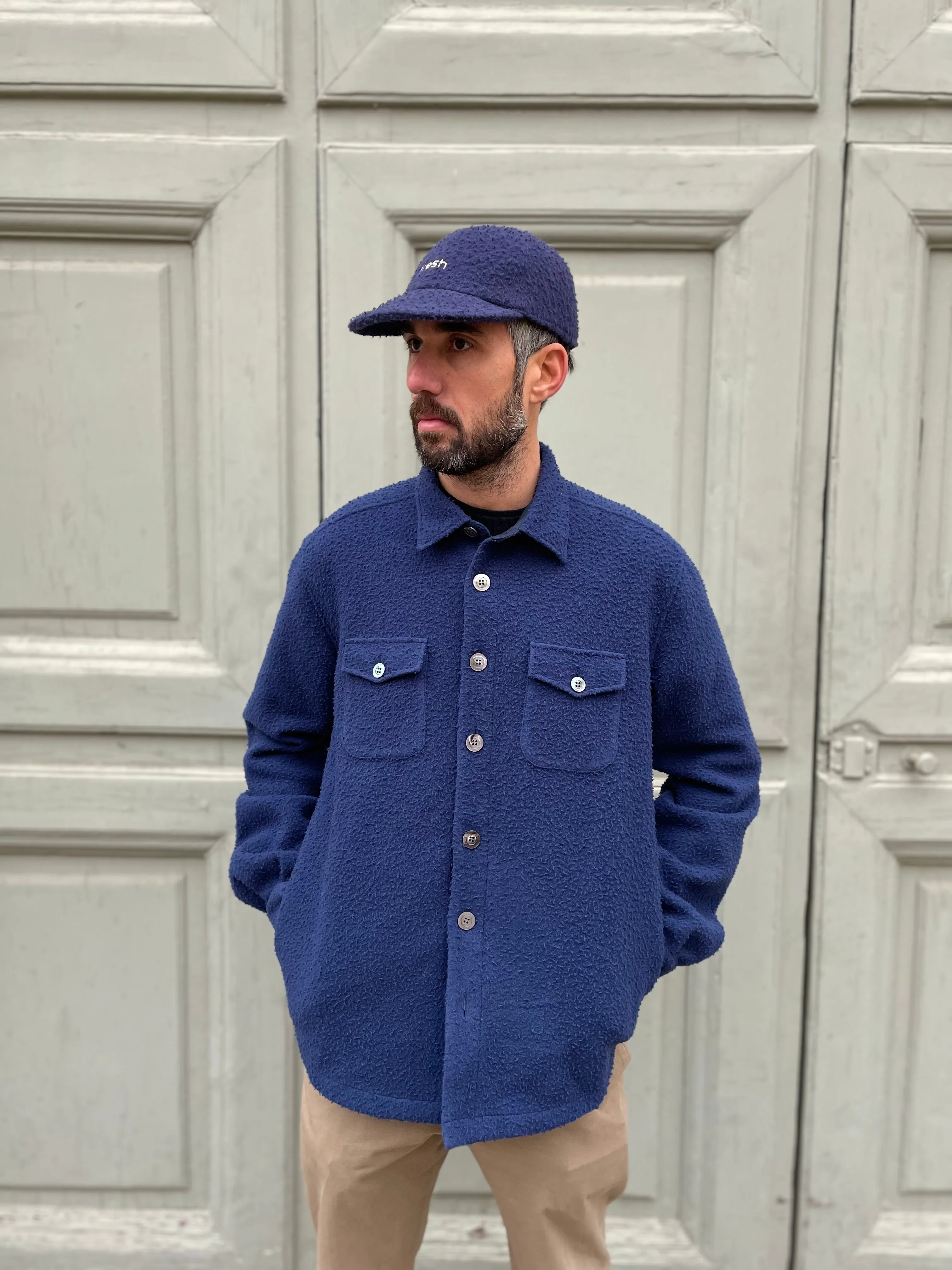 FRESH Casentino Wool Overshirt Navy