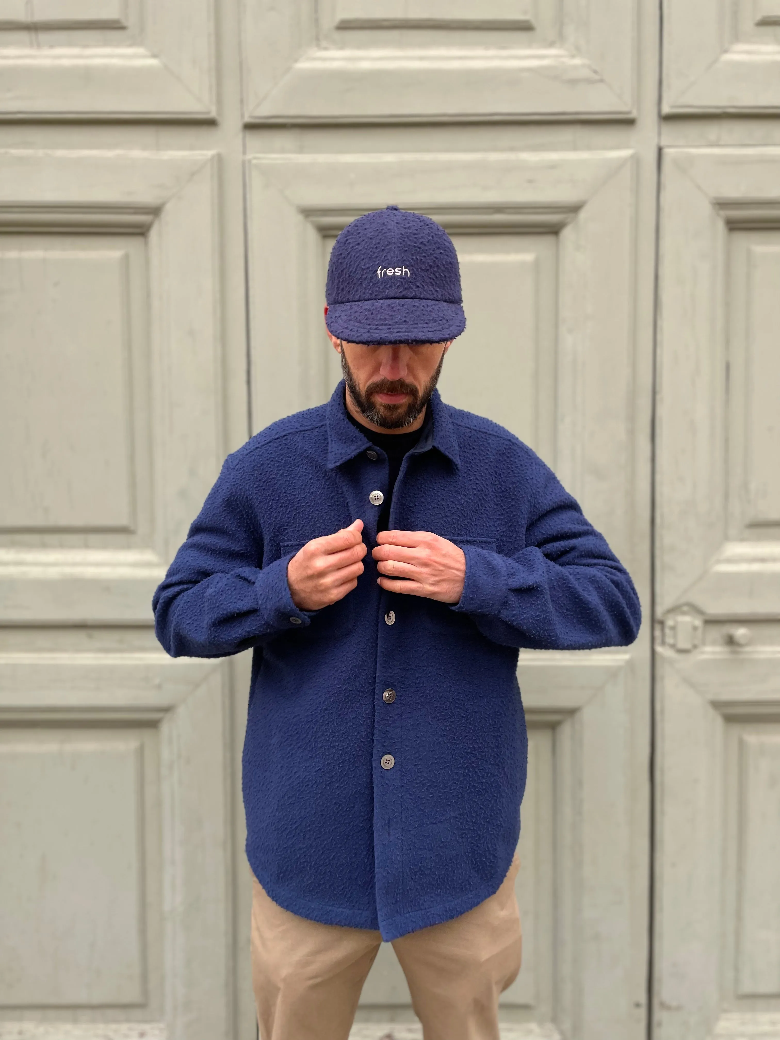 FRESH Casentino Wool Overshirt Navy