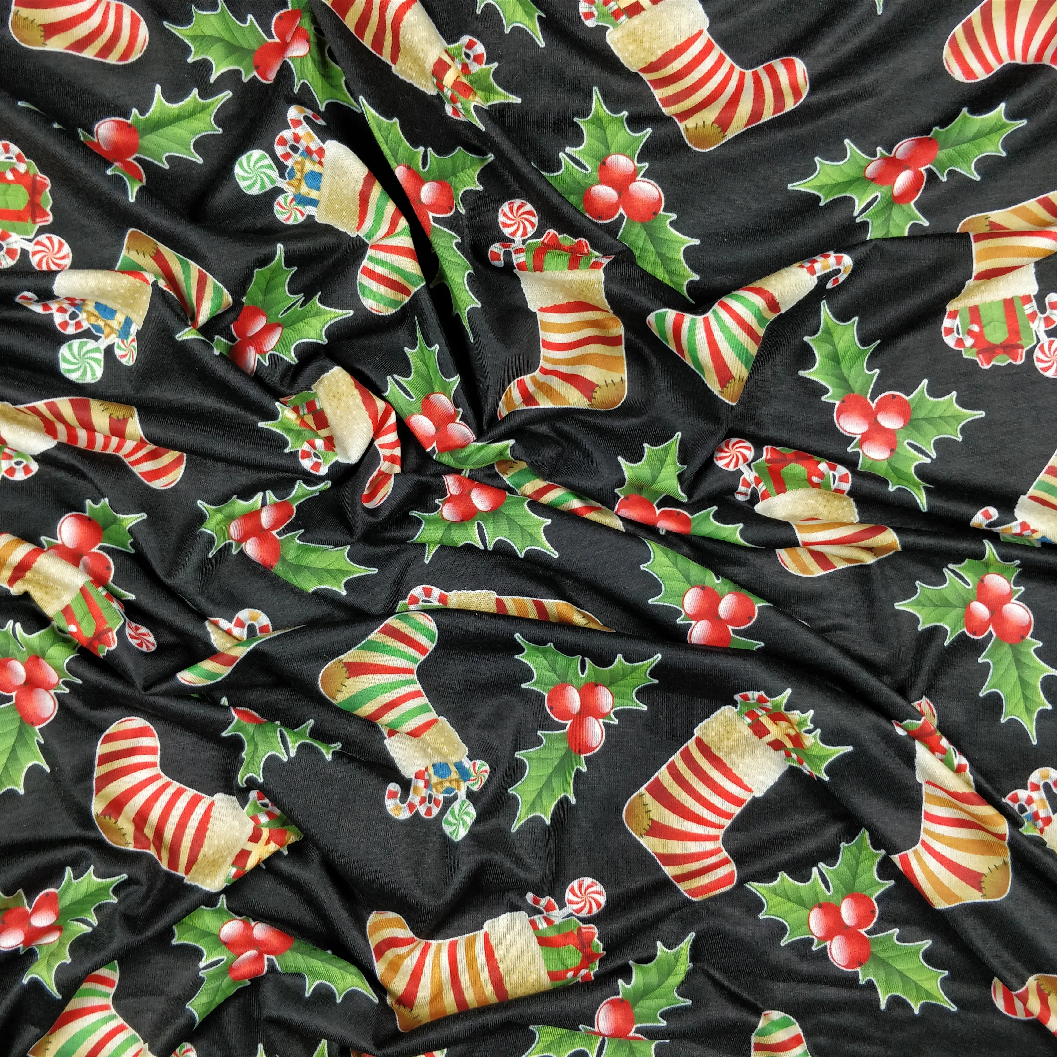 FS078 Christmas Print, Stockings Holly