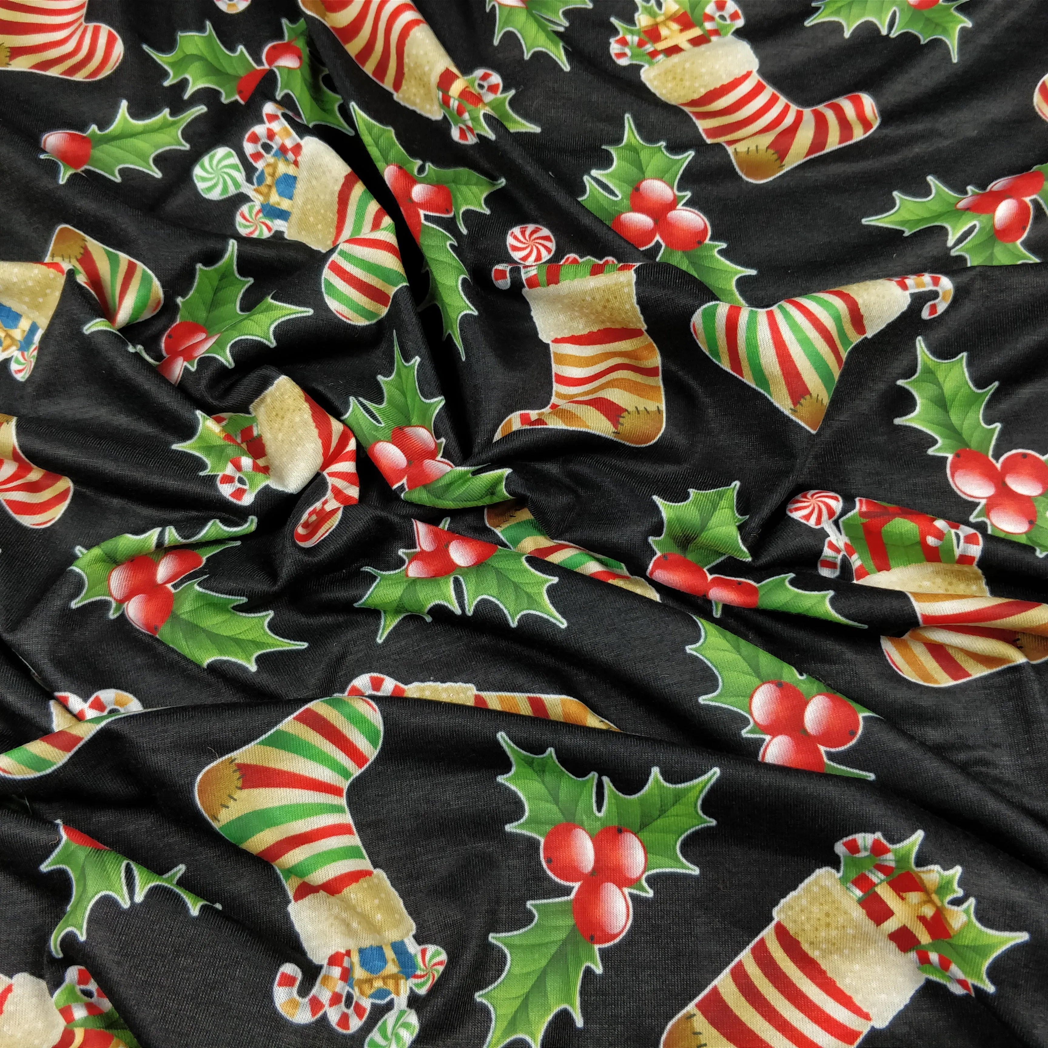 FS078 Christmas Print, Stockings Holly