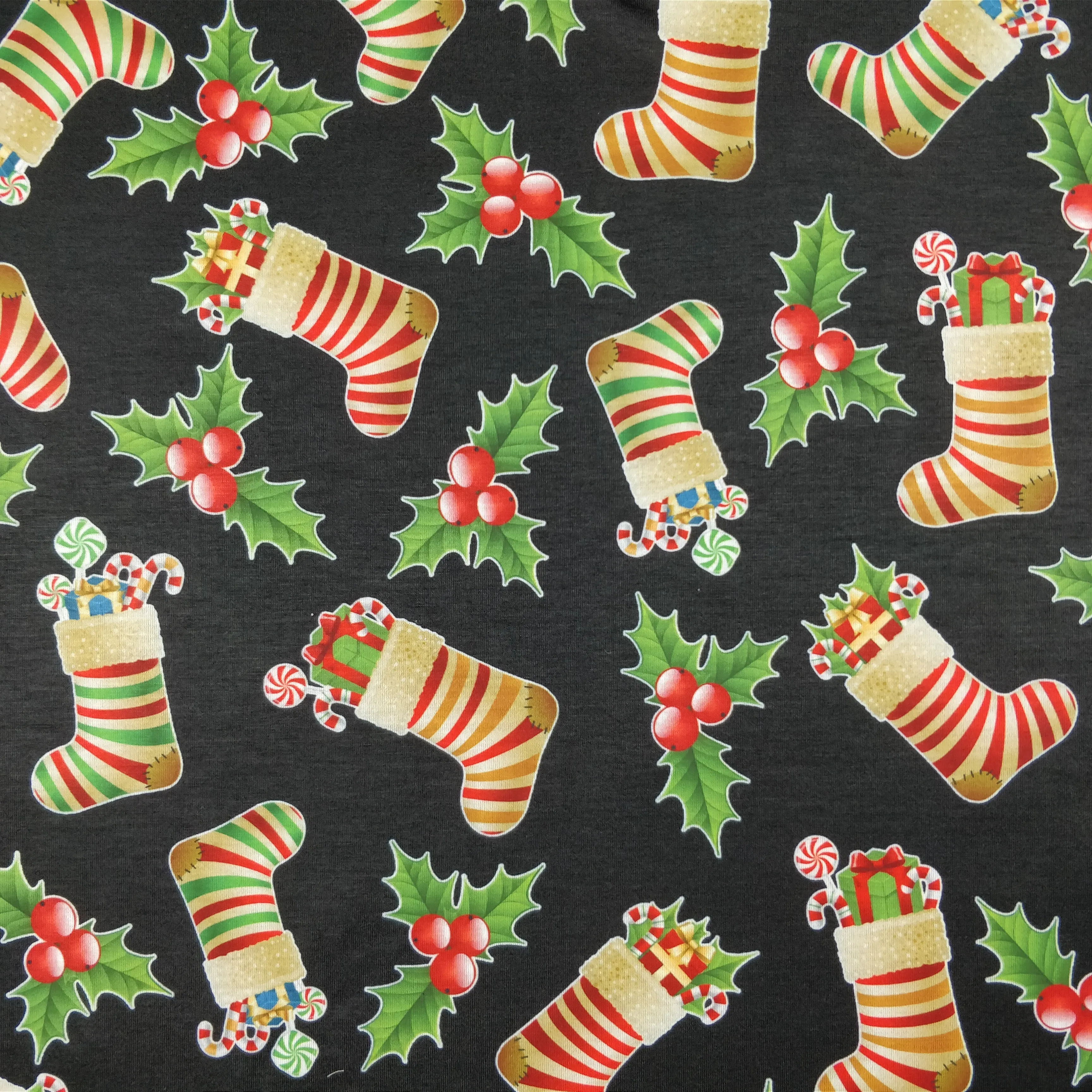 FS078 Christmas Print, Stockings Holly