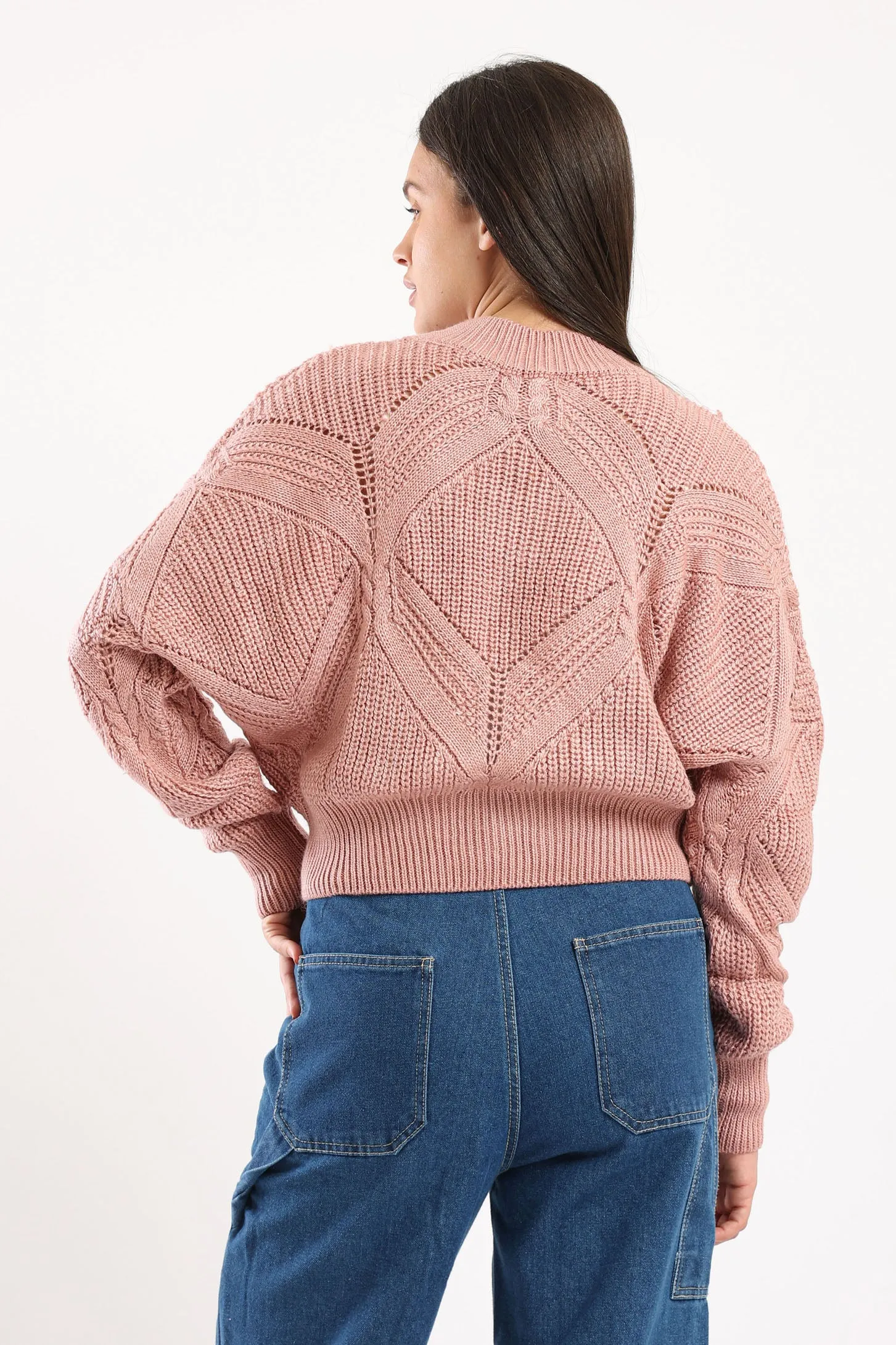 FUZZY KNIT SWEATER - BLUSH