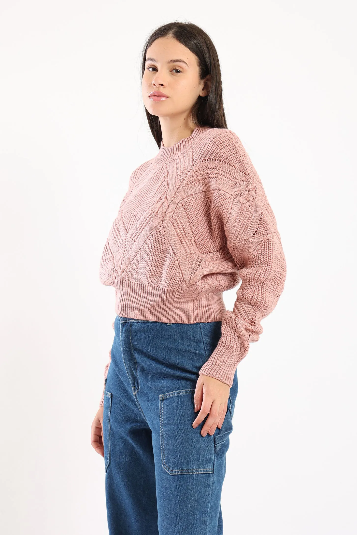 FUZZY KNIT SWEATER - BLUSH