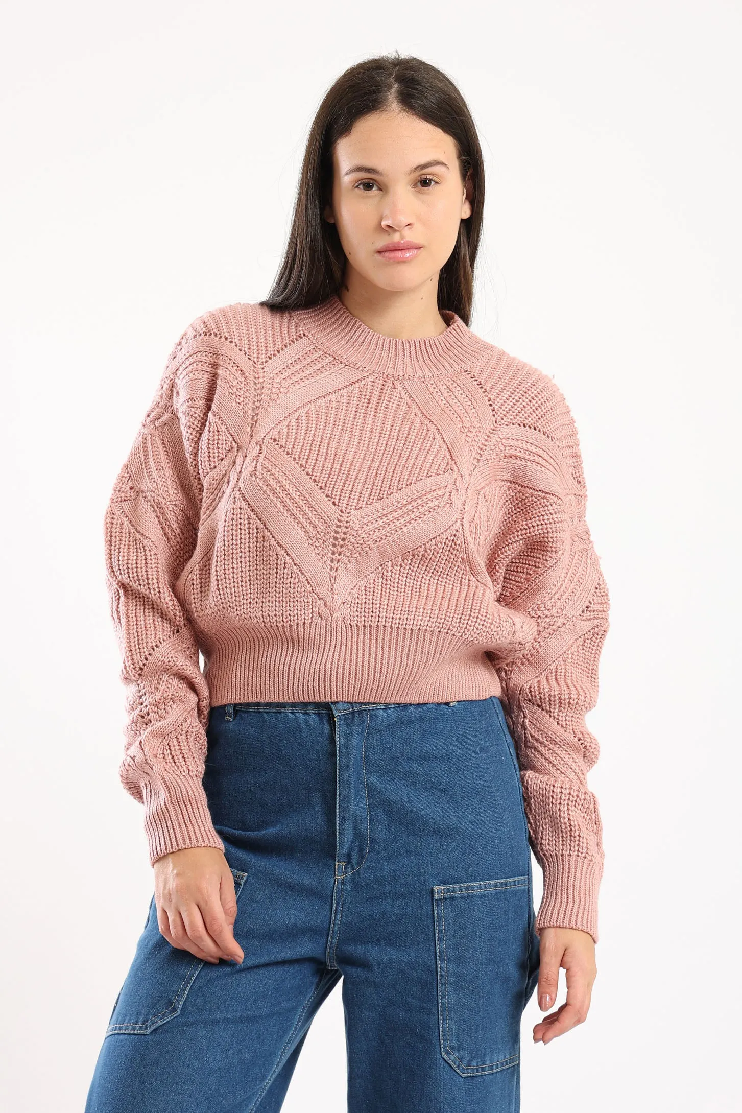 FUZZY KNIT SWEATER - BLUSH