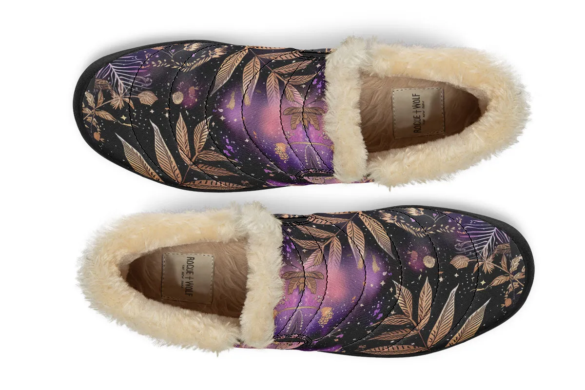 Galactic Bloom Winter Sneakers - Warm & Easy Slip-On Shoes Lined with Vegan Wool with Anti-Slip Soles