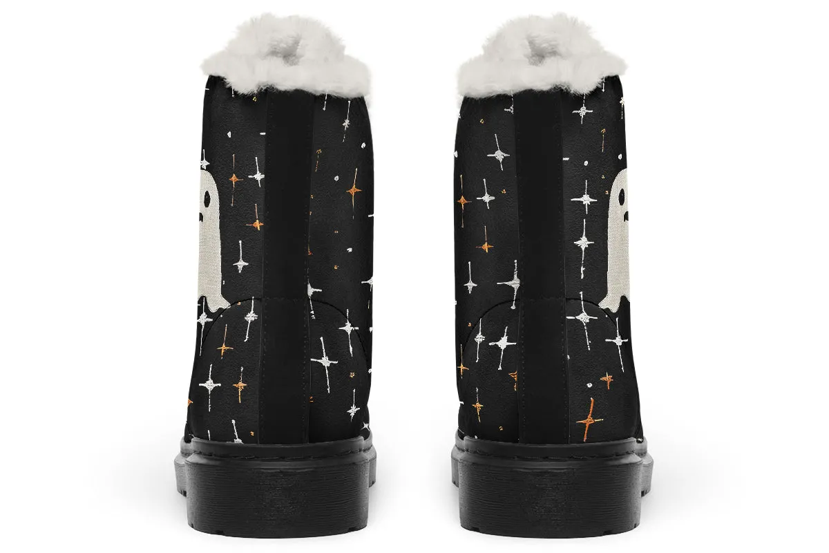 Ghost Besties Winter Boots - Warm Micro-Suede Doc-Style Boots Lined with Vegan Wool