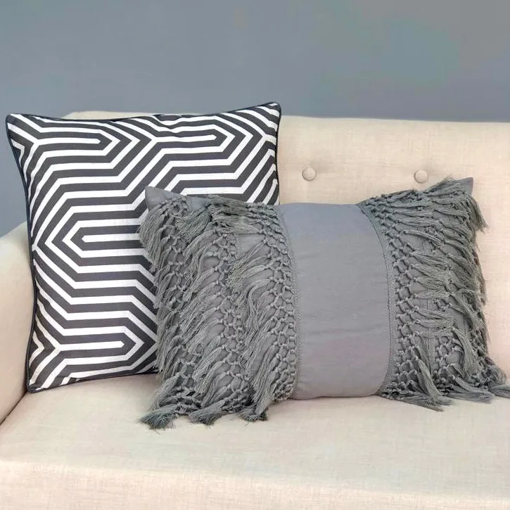 Gray Braids  Cozy Long Pillow