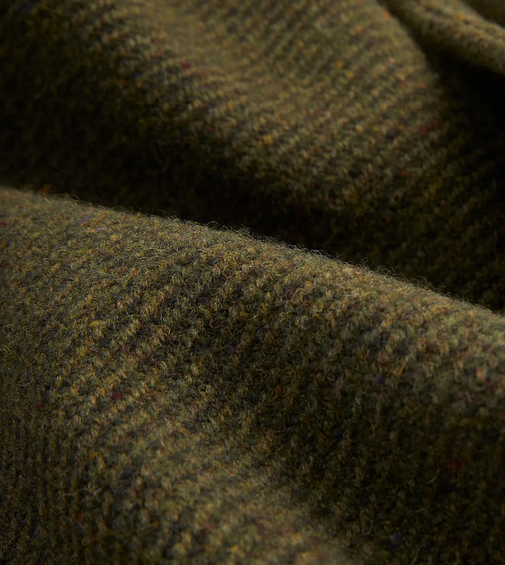 Green Donegal Wool Twill Raglan Coat