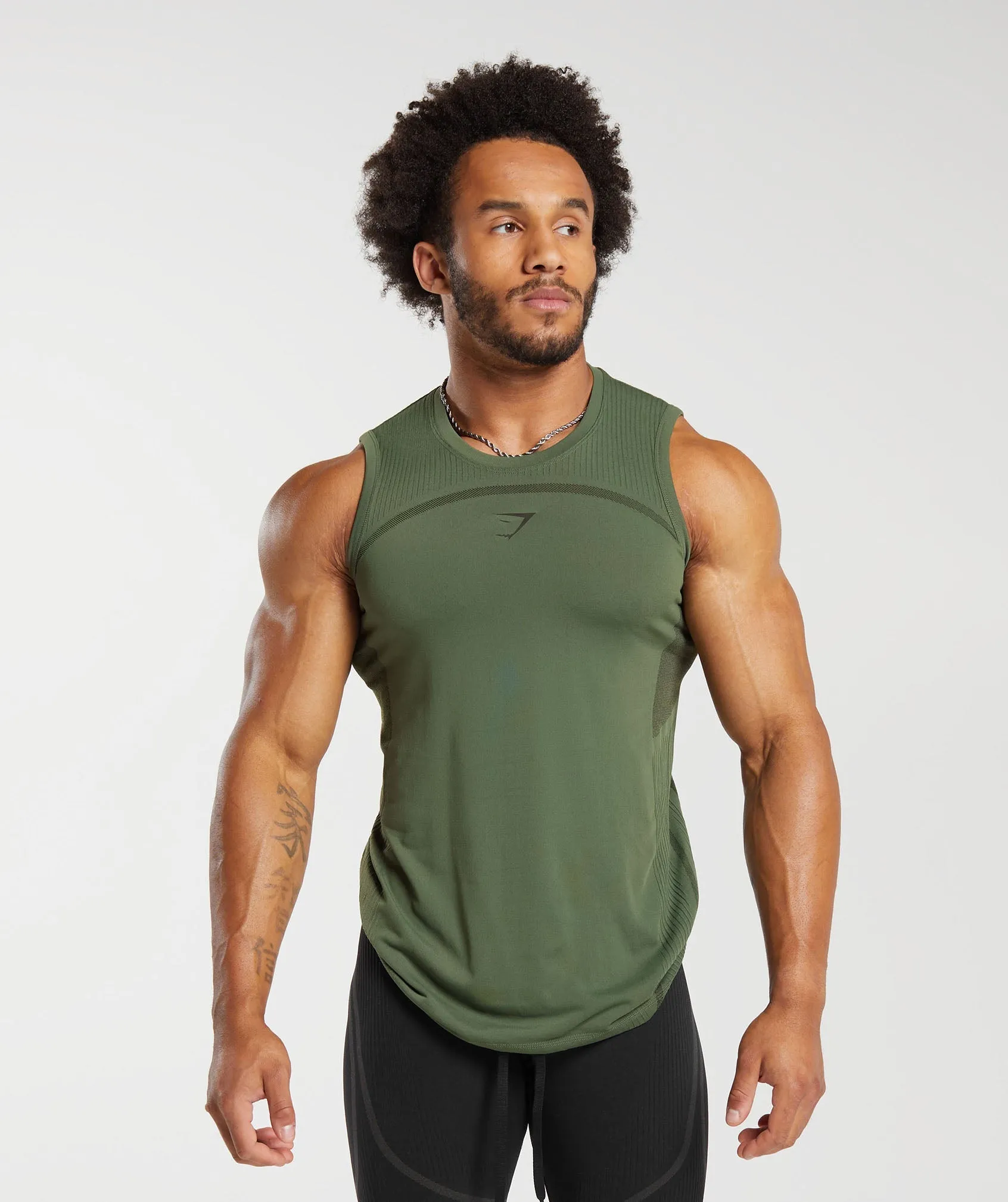 Gymshark 315 Seamless Tank - Core Olive/Deep Olive Green