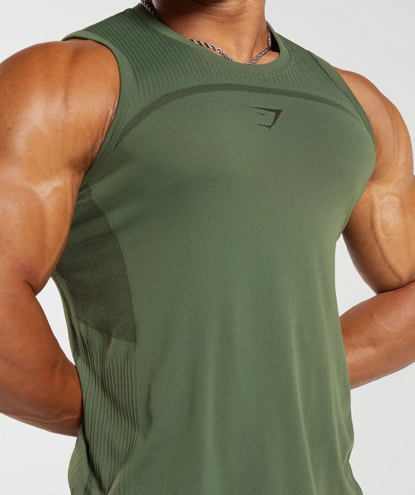 Gymshark 315 Seamless Tank - Core Olive/Deep Olive Green