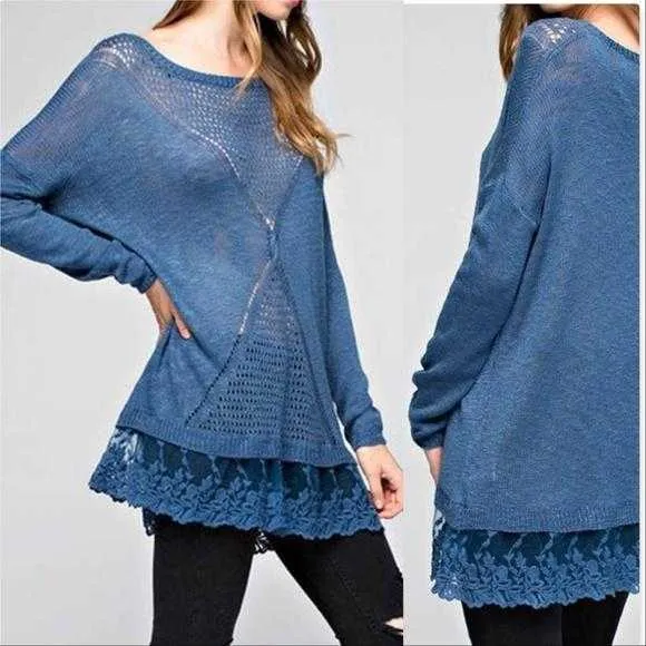 HARMONY Blue Knit Top