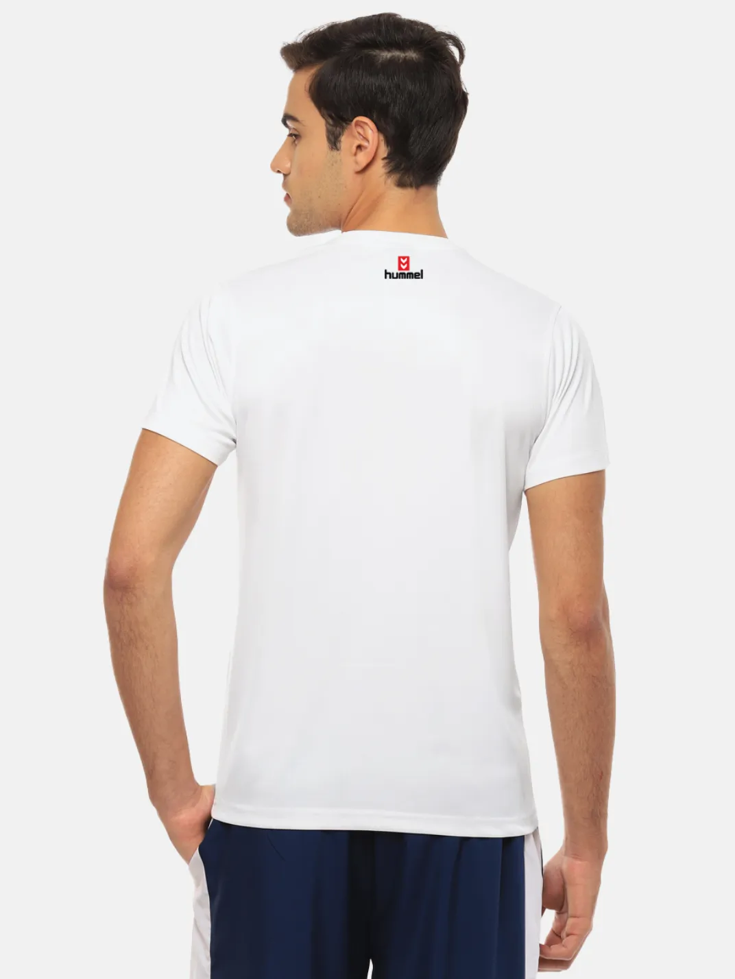 Hummel Men White B2B Round Neck Cotton