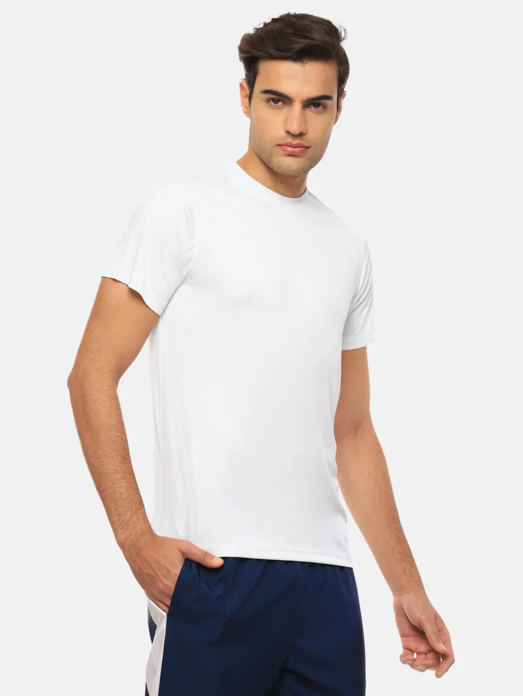 Hummel Men White B2B Round Neck Cotton