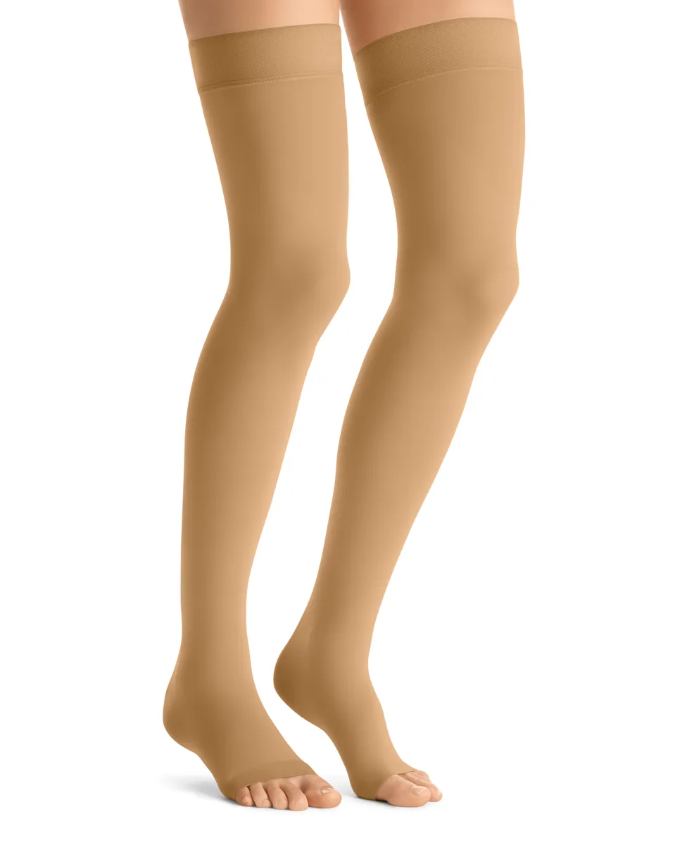 Jobst Opaque Open Toe Thigh High Extra Firm Support Stockings 30-40 mmHg