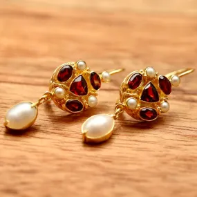 Lady Anne Garnet and Pearl Earrings