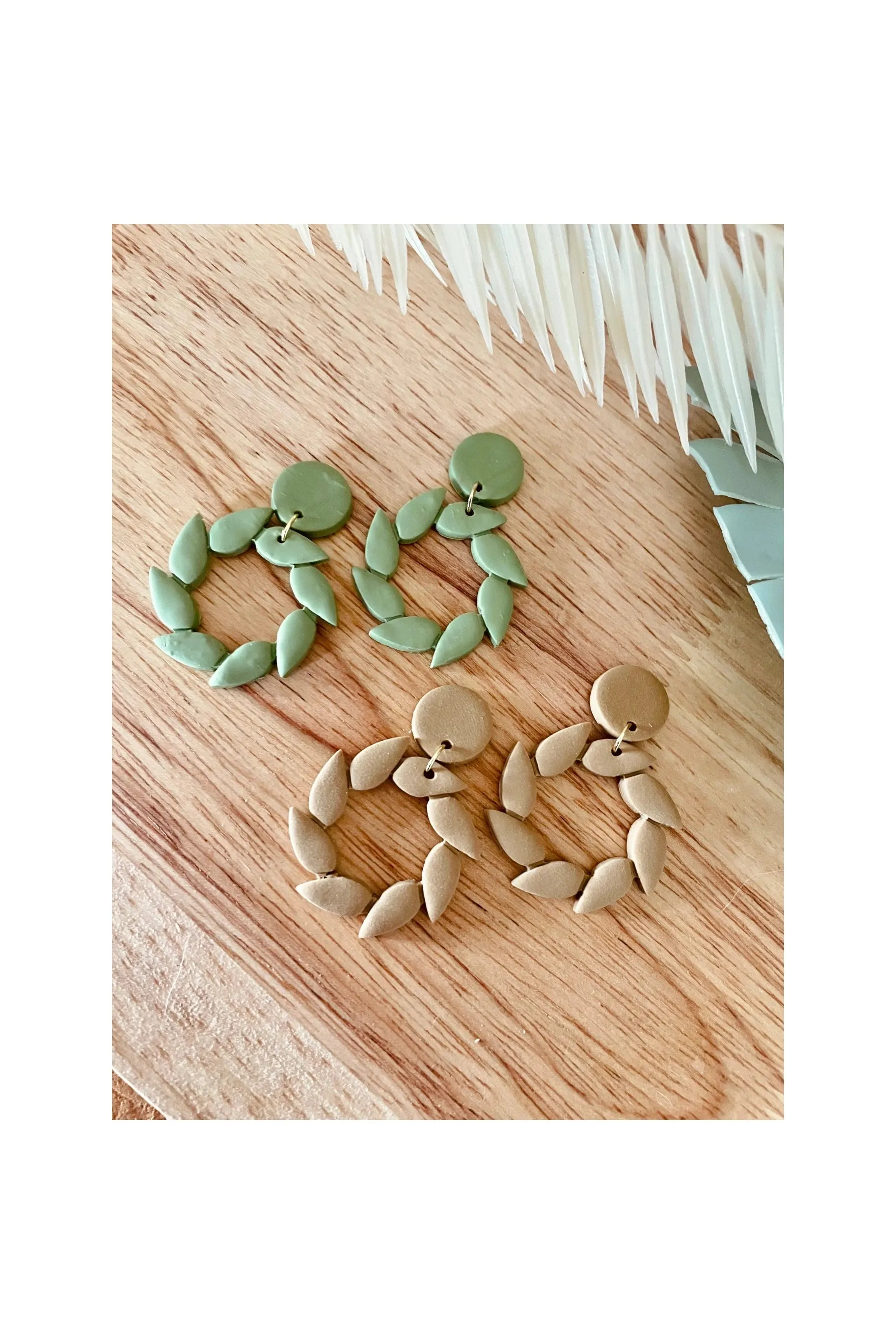 Leaf Hoop Dangles {Olive & Latte}