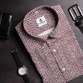 Maroon Color Mosaic Printed Shirt For Men