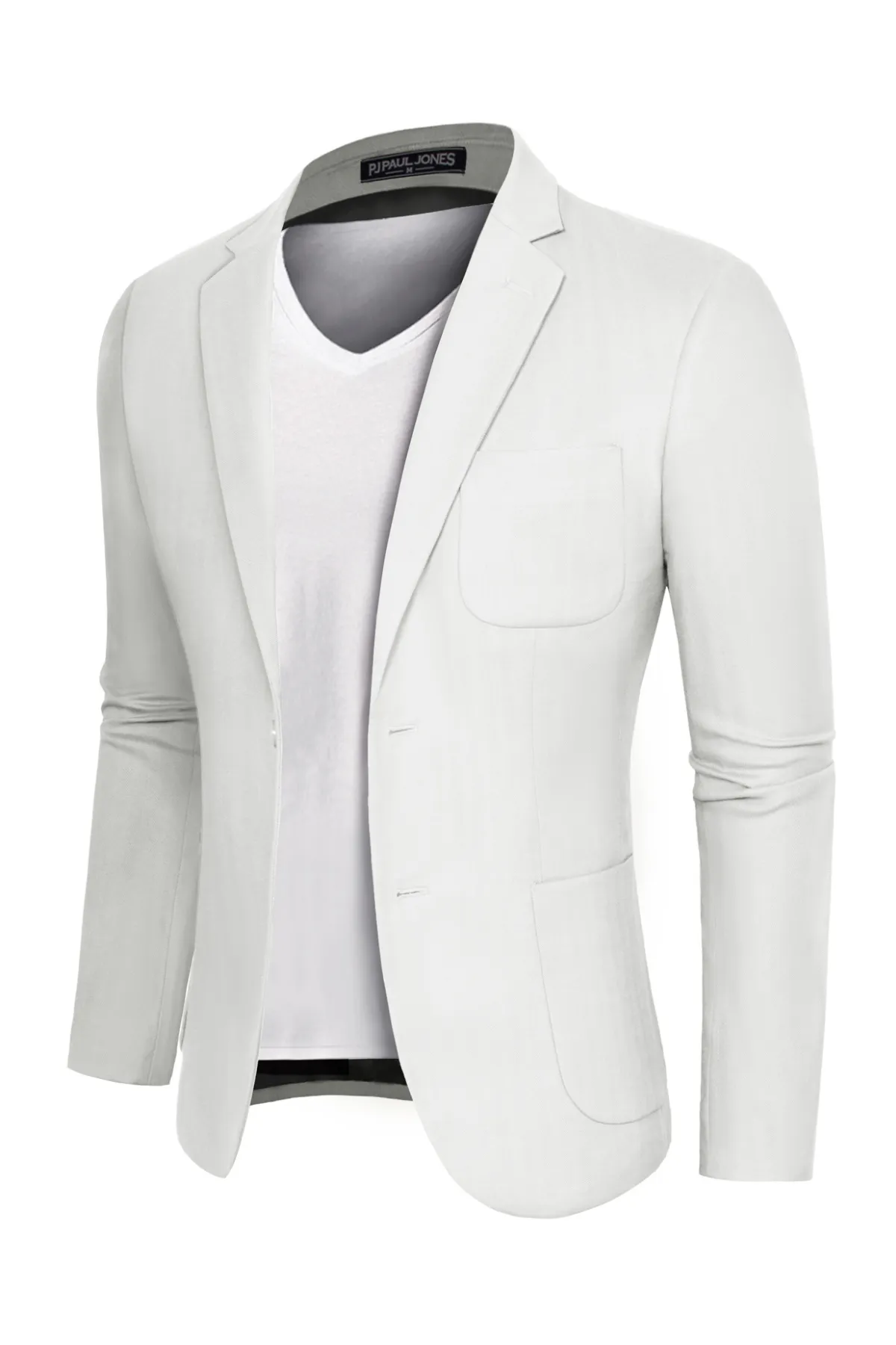 Men Back Slit Blazer Coat Casual Two-Button Notch Lapel V-Neck Suit Coat