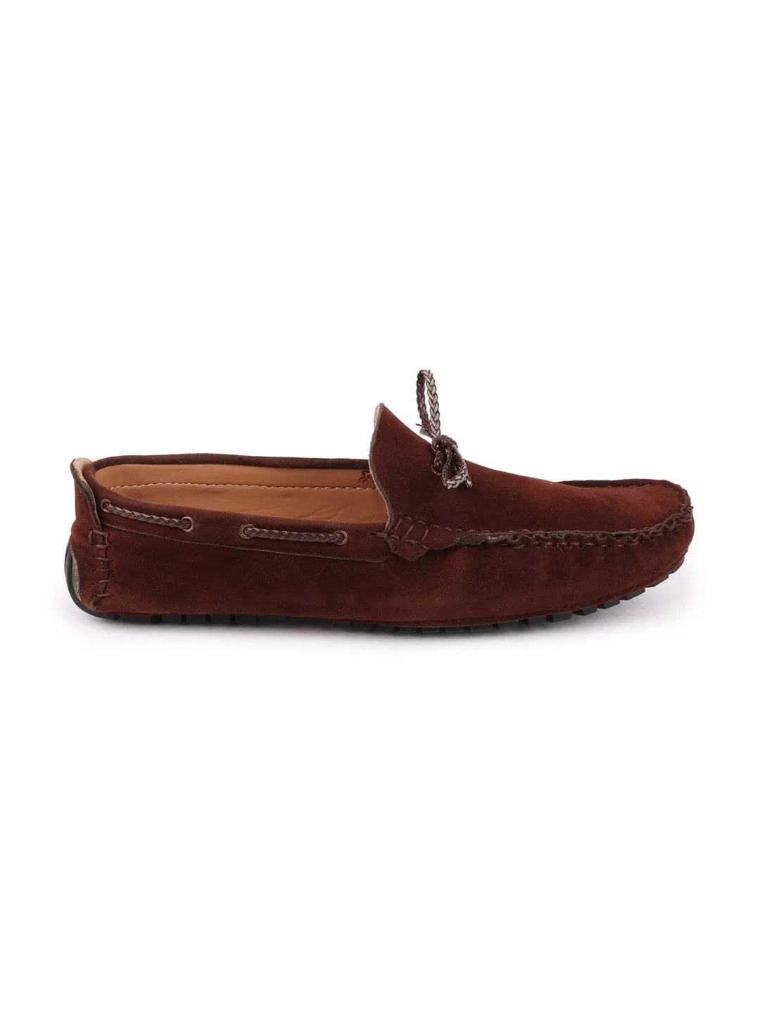 Men Brown Casual Suede Slip-On Loafers