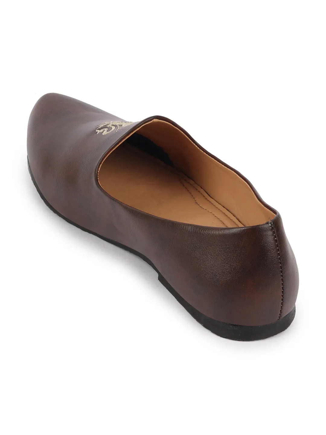 Men Brown Ethnic Slip-On Juttis