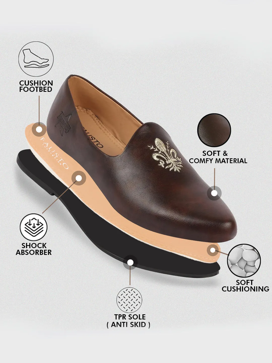 Men Brown Ethnic Slip-On Juttis