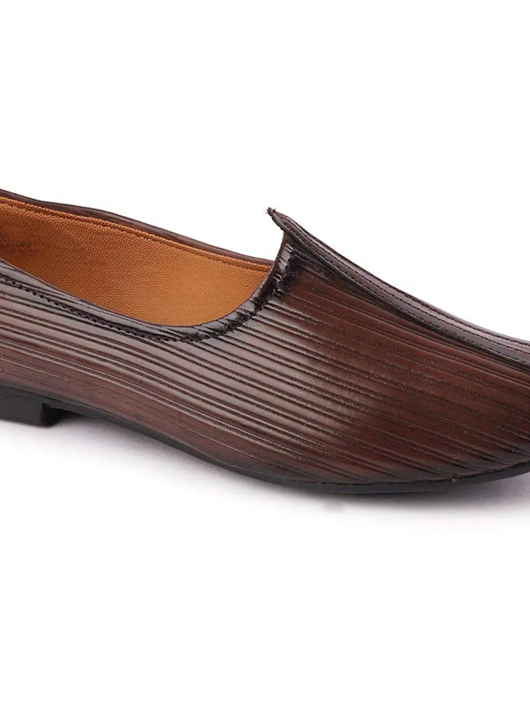 Men Brown Ethnic Slip-On Juttis