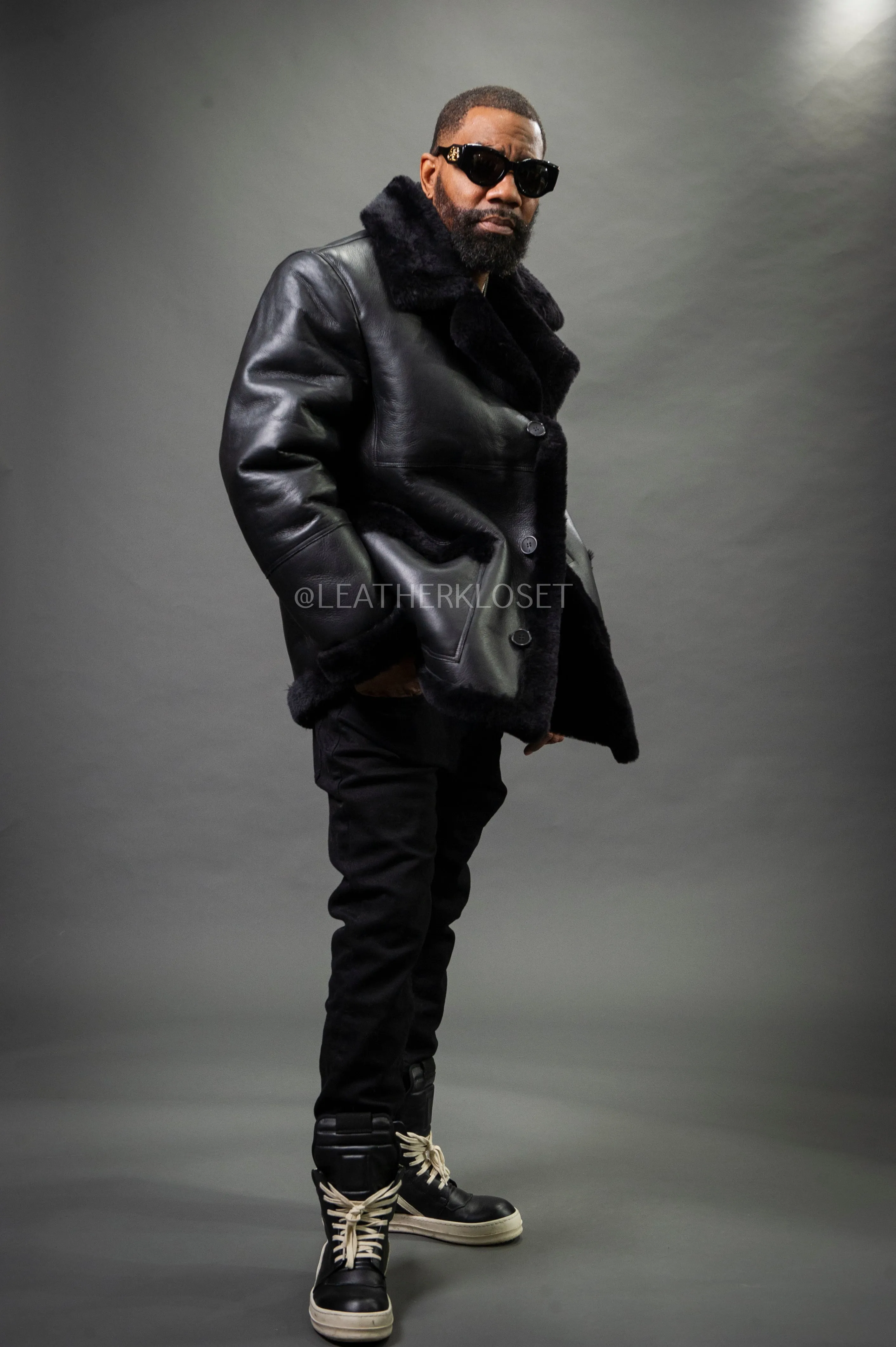 Men's Asher Sheepskin Shearling Coat [Black]