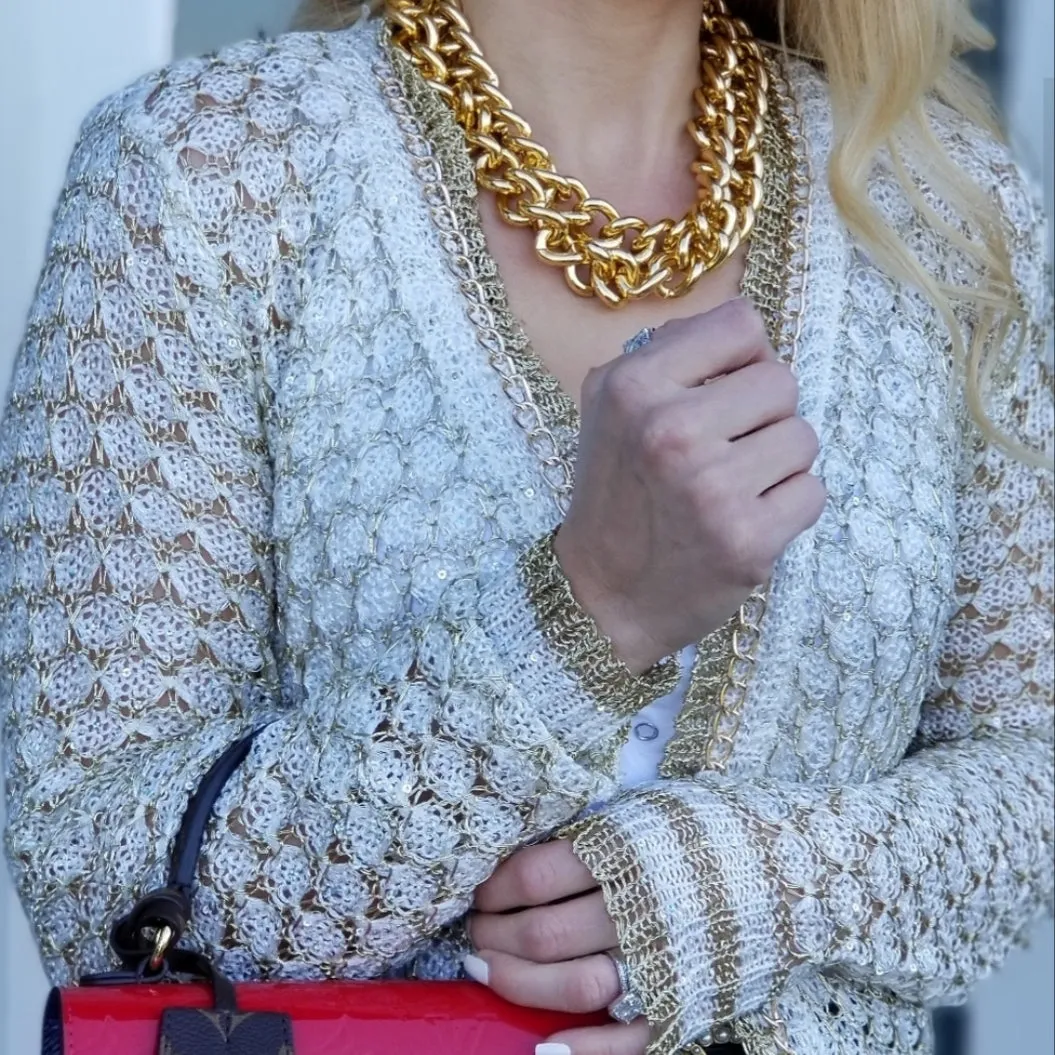 Metallic Cardigan Sweater