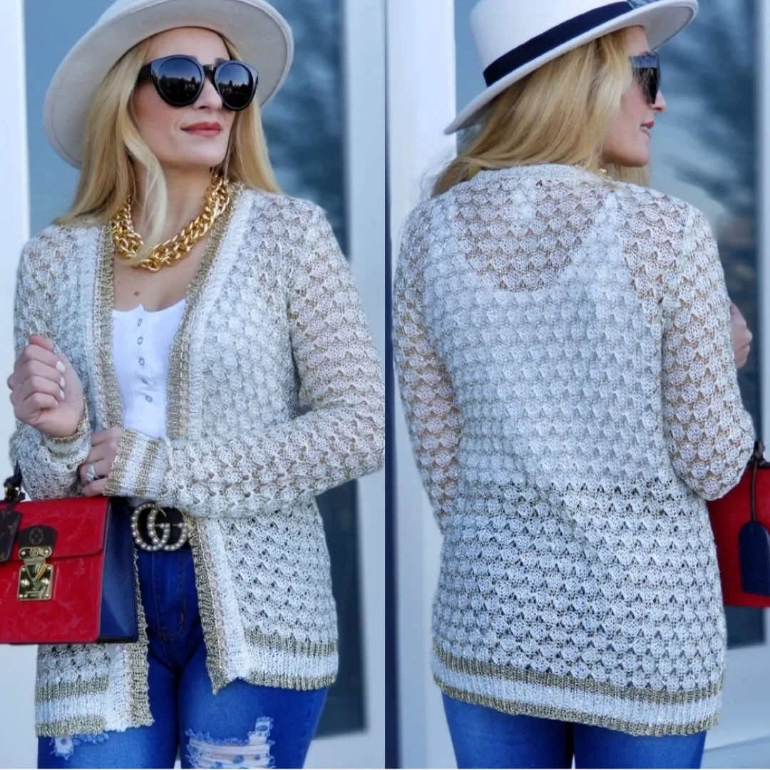 Metallic Cardigan Sweater