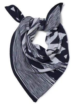 Navy White Wool Foulard