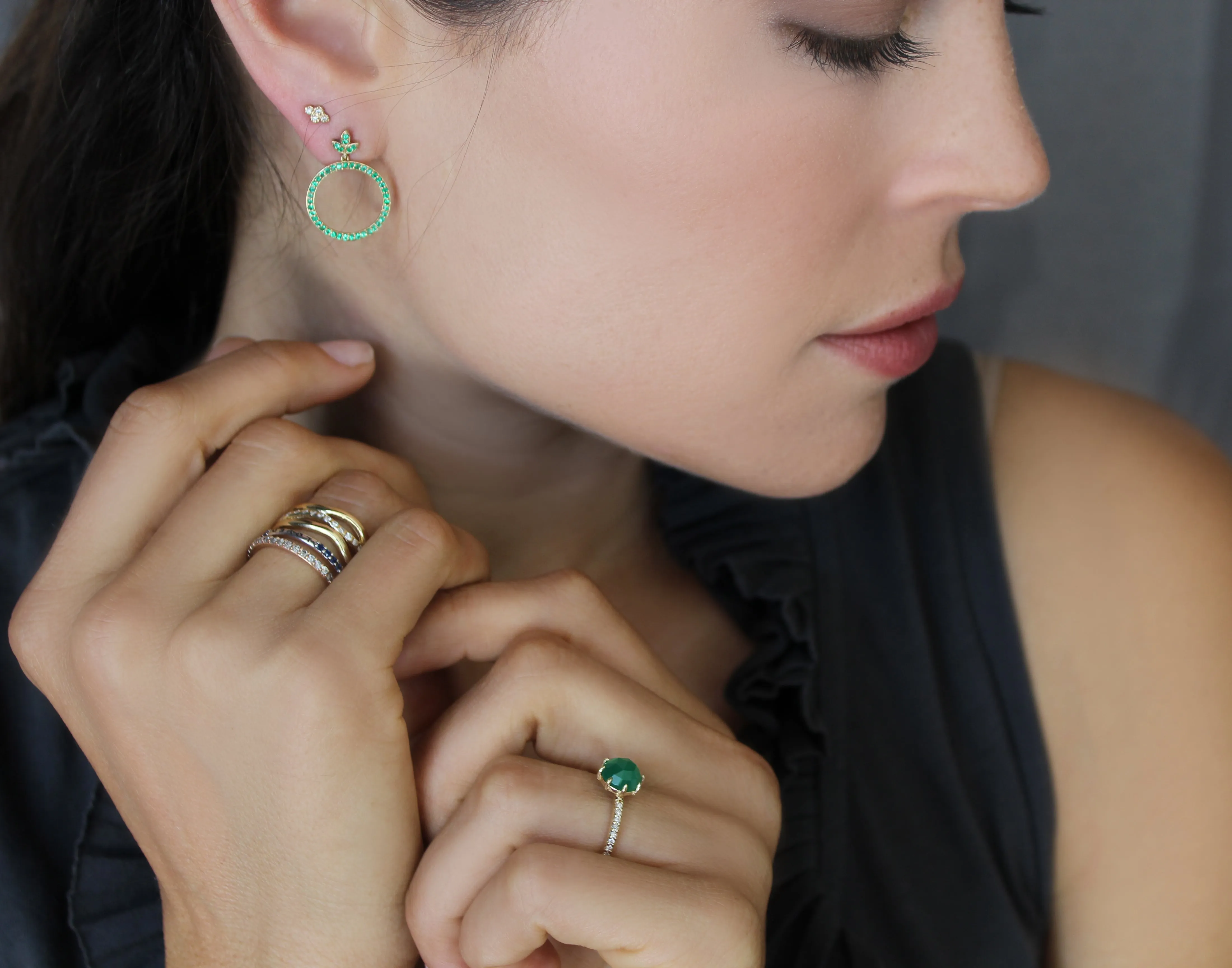 Olive Emerald Hoops