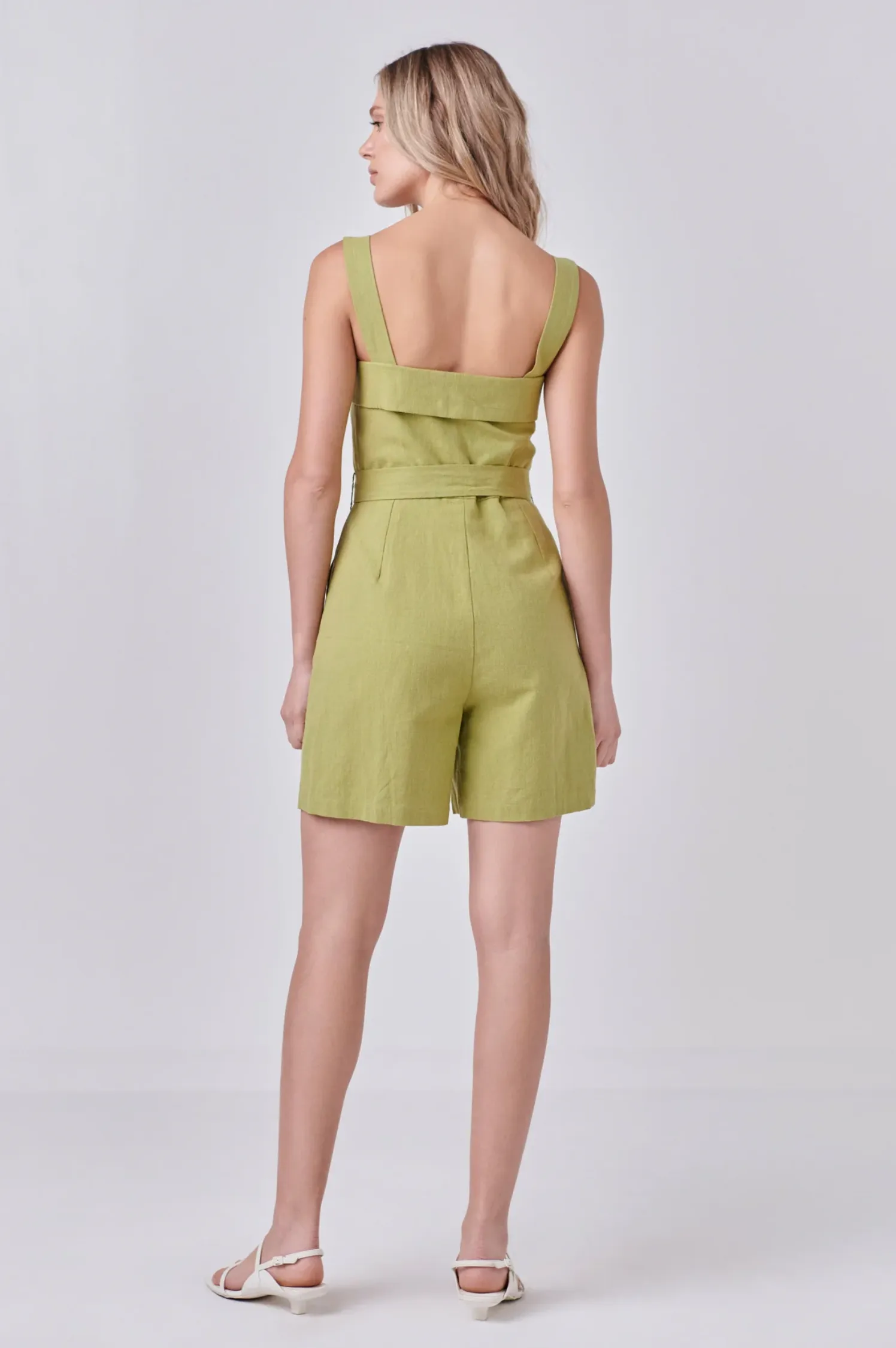 Olive Linen Romper