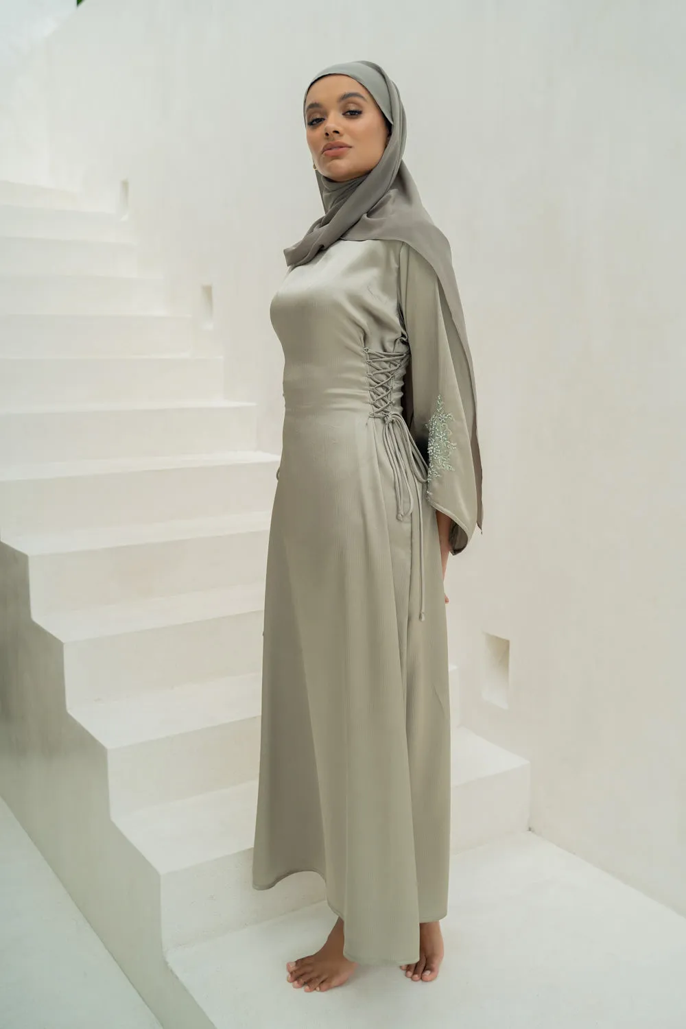 Olive Tie Abaya