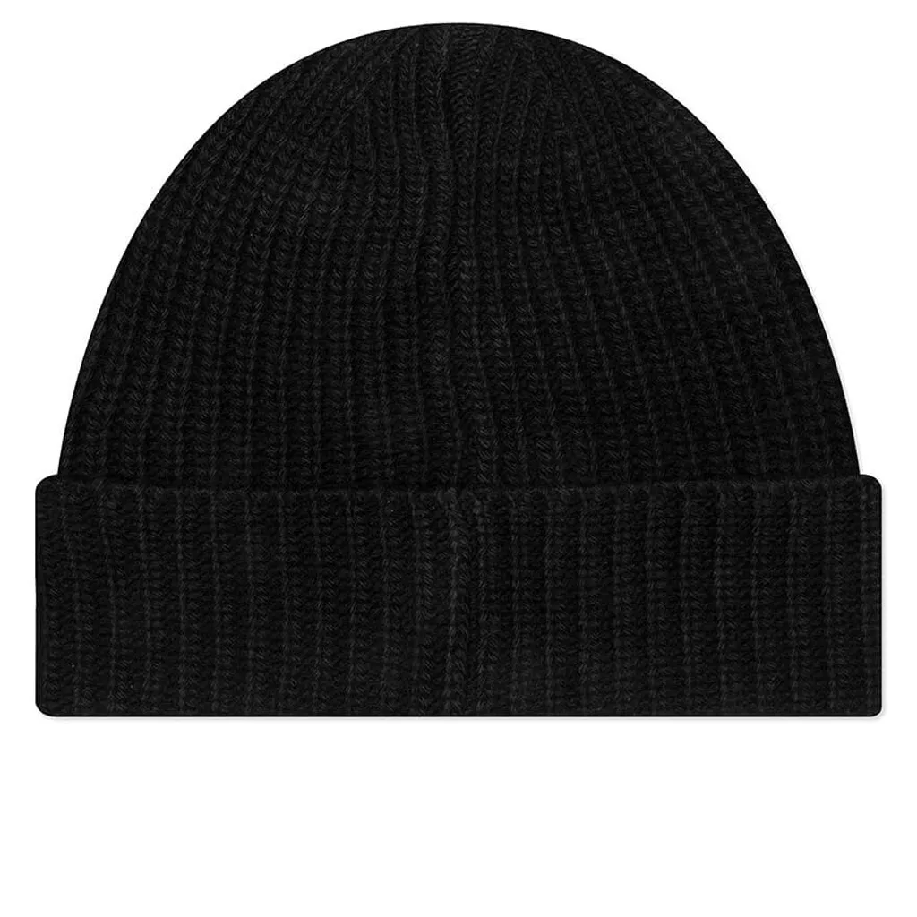 Ribbed Geelong Wool Beanie - Black