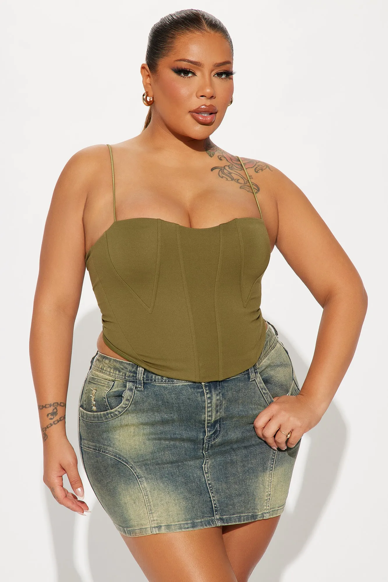 Samantha Corset Top - Olive