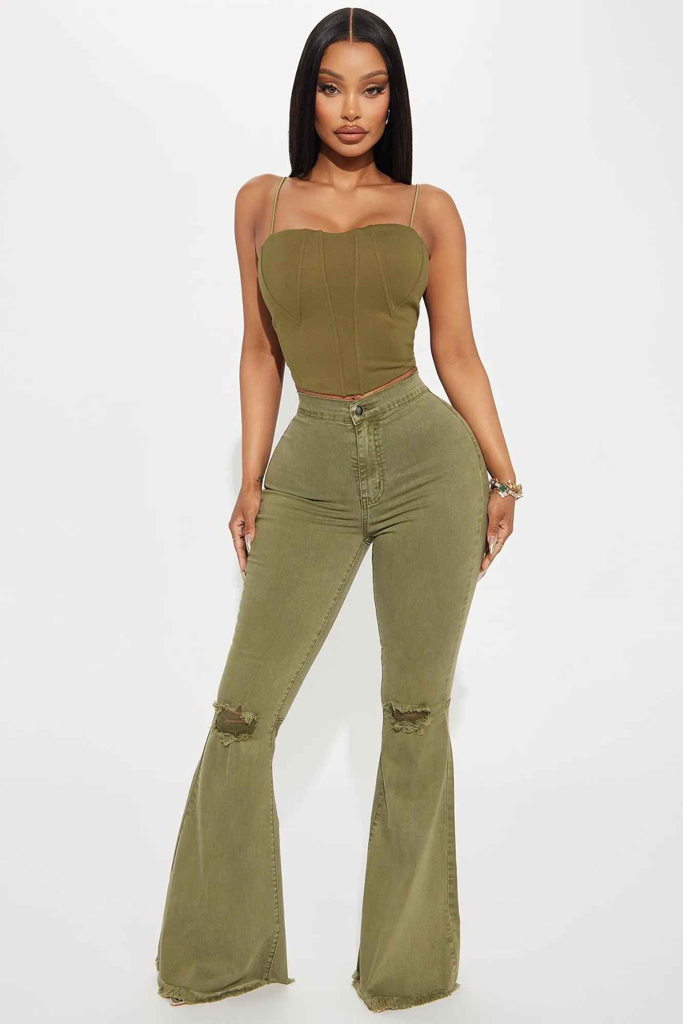 Samantha Corset Top - Olive