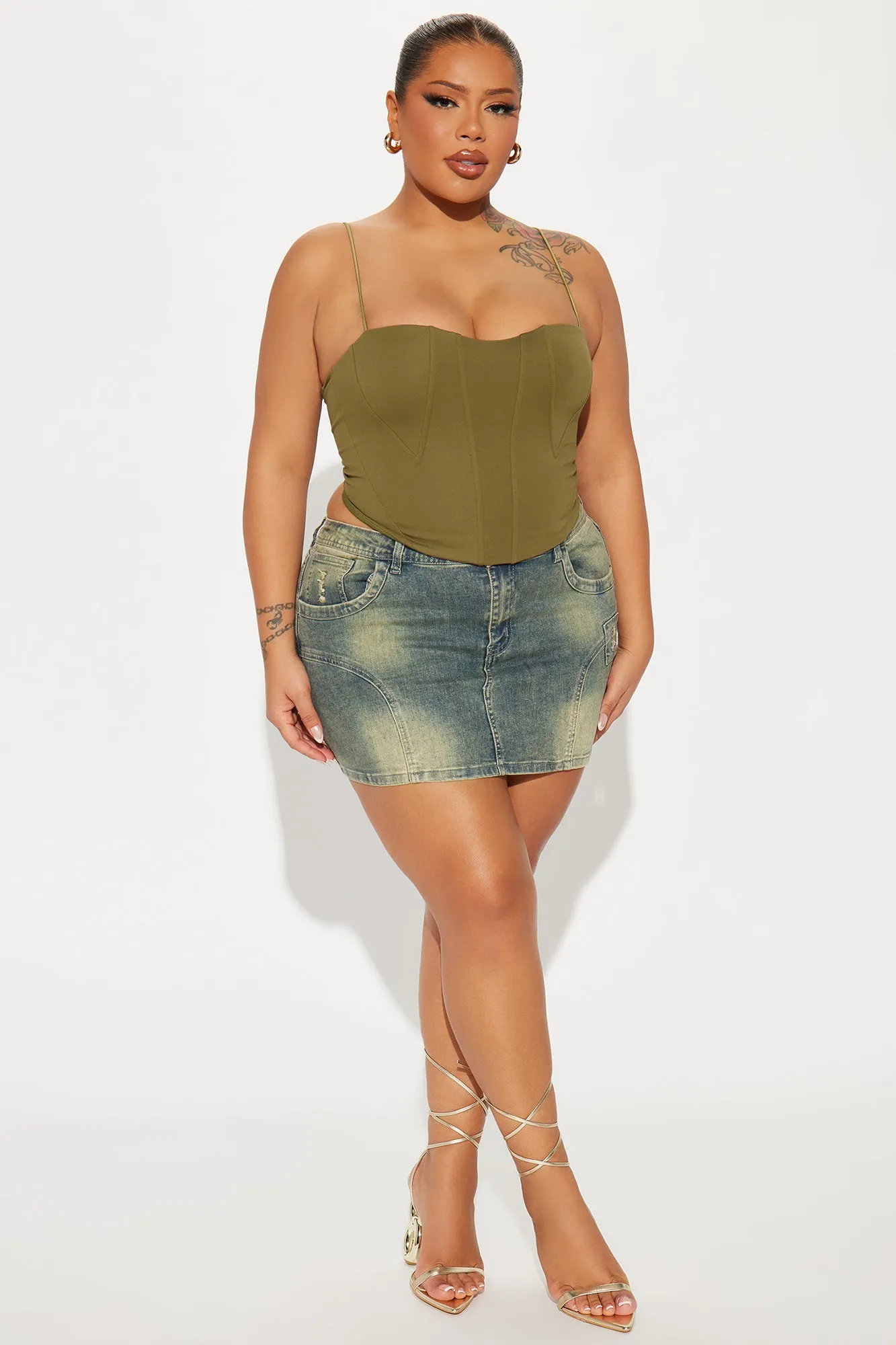 Samantha Corset Top - Olive