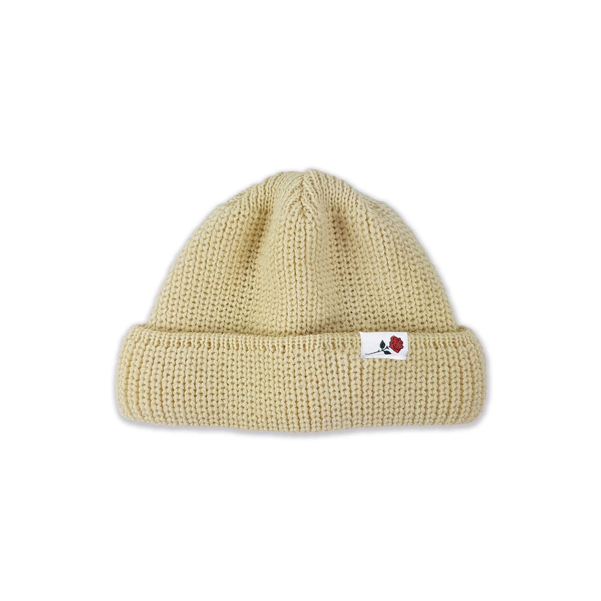 SHORT WOOL BEANIE ROSE - OFFWHITE