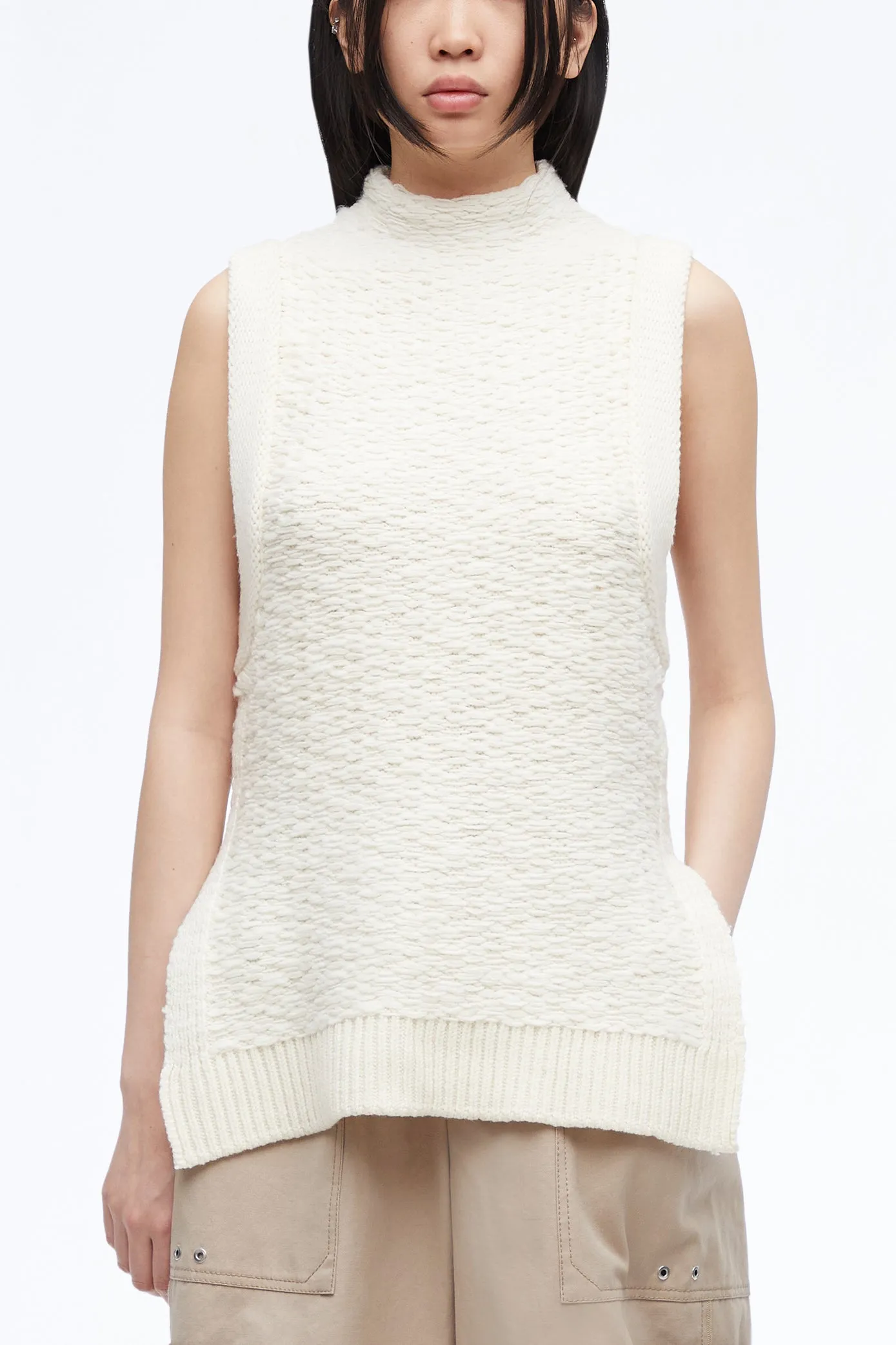 Sleeveless Wool Jacquard Top