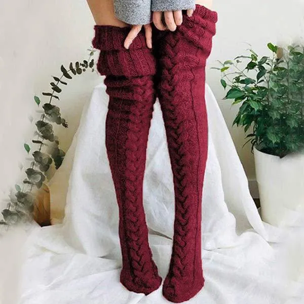 Solid Color Over The Knee Wool Warmer Stockings 26522647C