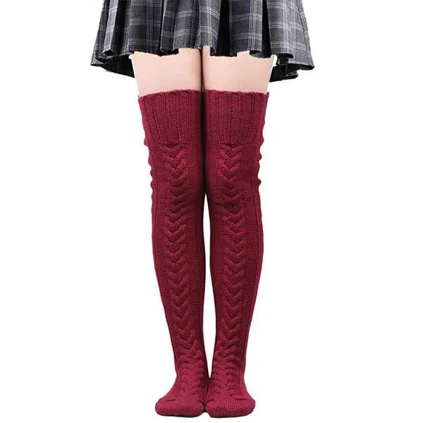 Solid Color Over The Knee Wool Warmer Stockings 26522647C