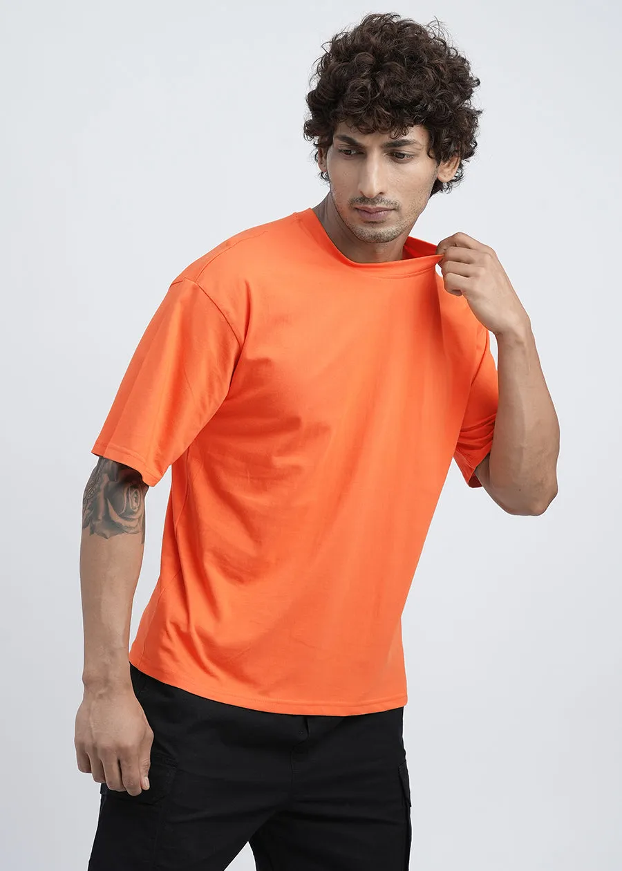 Solid Men Oversized T-Shirt - Orange