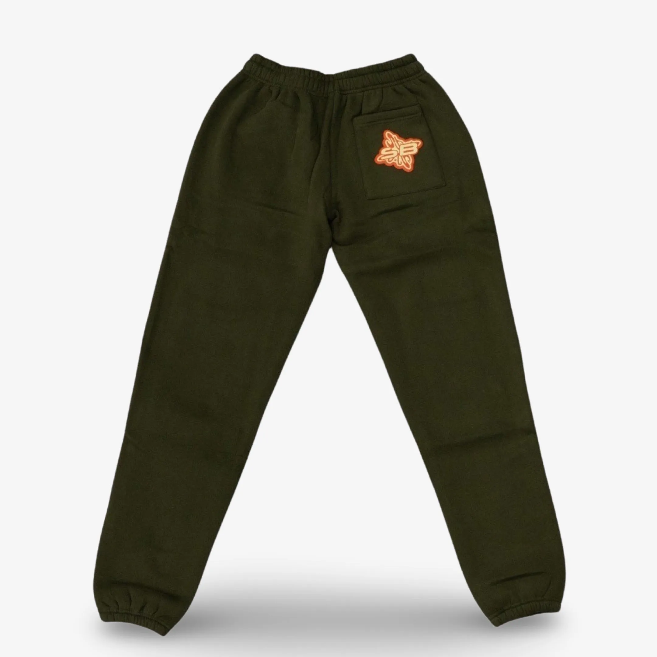 Stainbandz Puff Print Sweatpants 'SB Studios' Olive Green / Orange